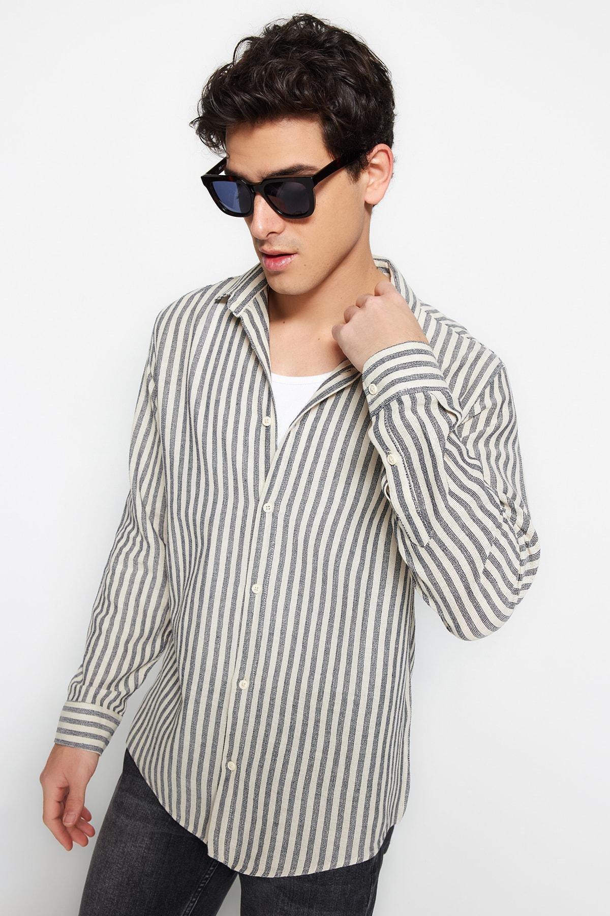 Trendyol - Navy Striped Shirt