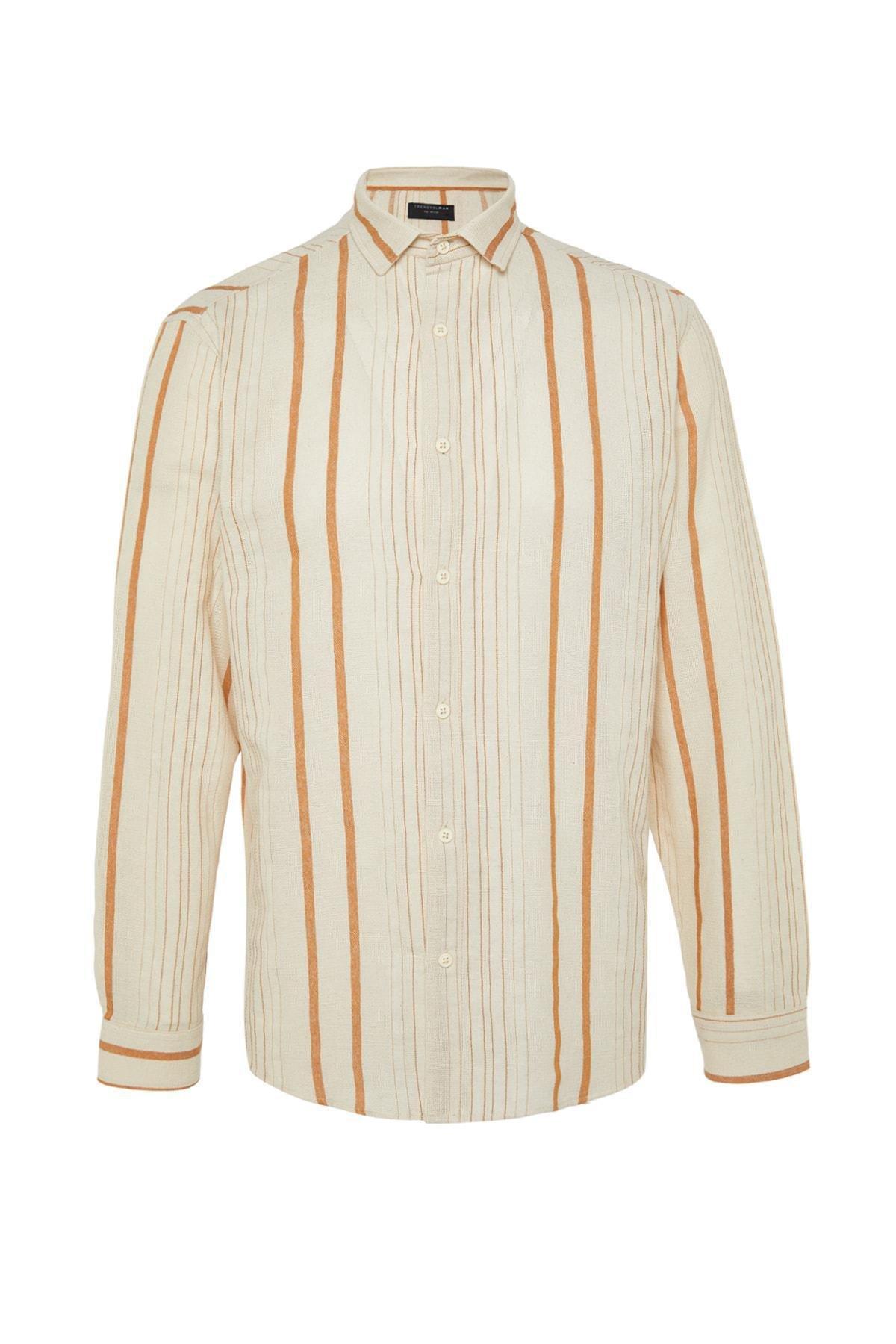Trendyol - Brown Striped Shirt