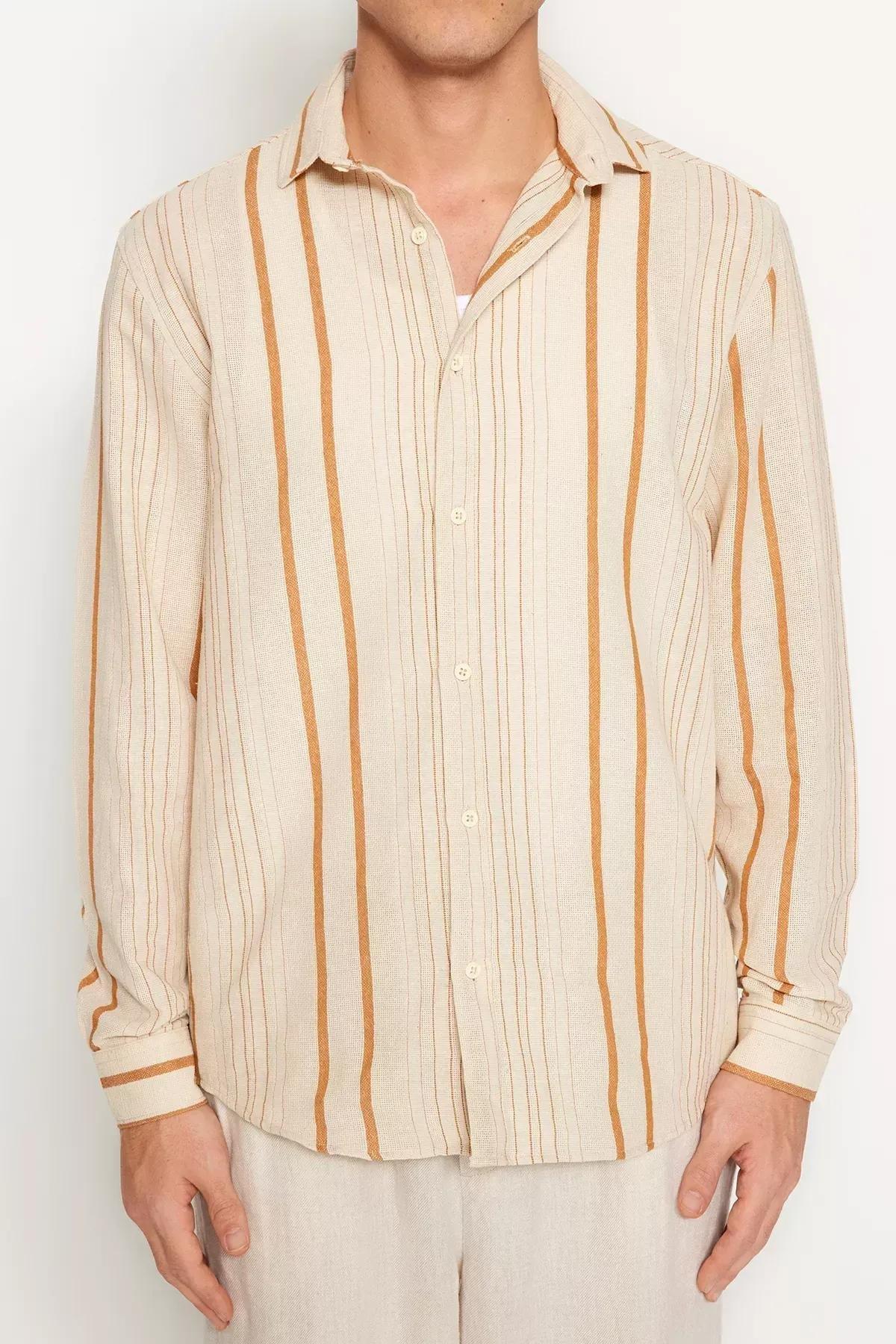Brown Striped Shirt, Brown, large image number 5