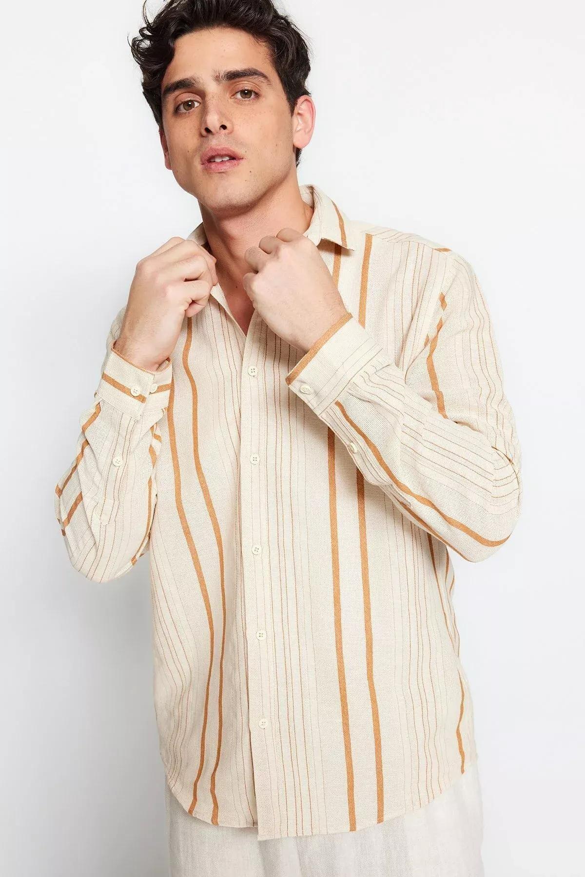 قميص مخطط، بني, Brown, large image number 6