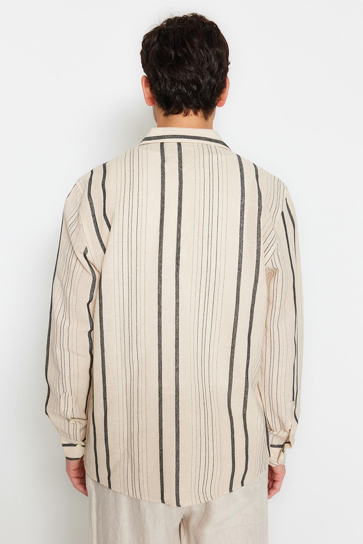 Trendyol - Beige Striped Shirt <br>