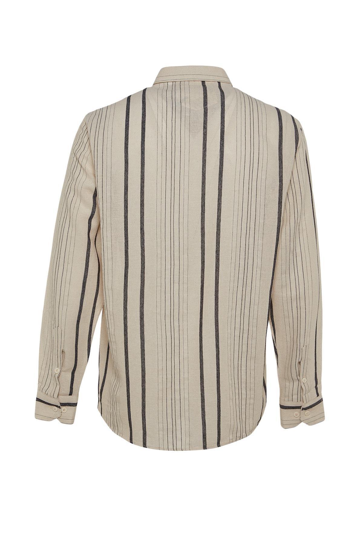 Trendyol - Beige Striped Shirt <br>