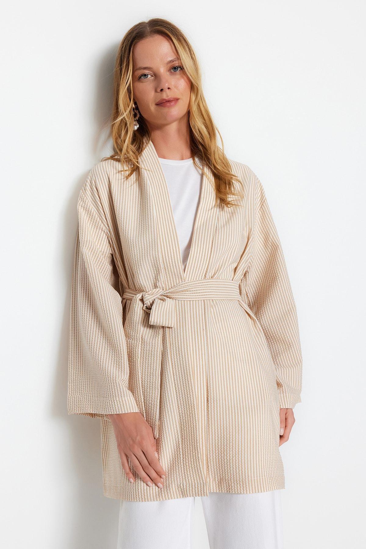 Trendyol - Beige Relaxed Caftan