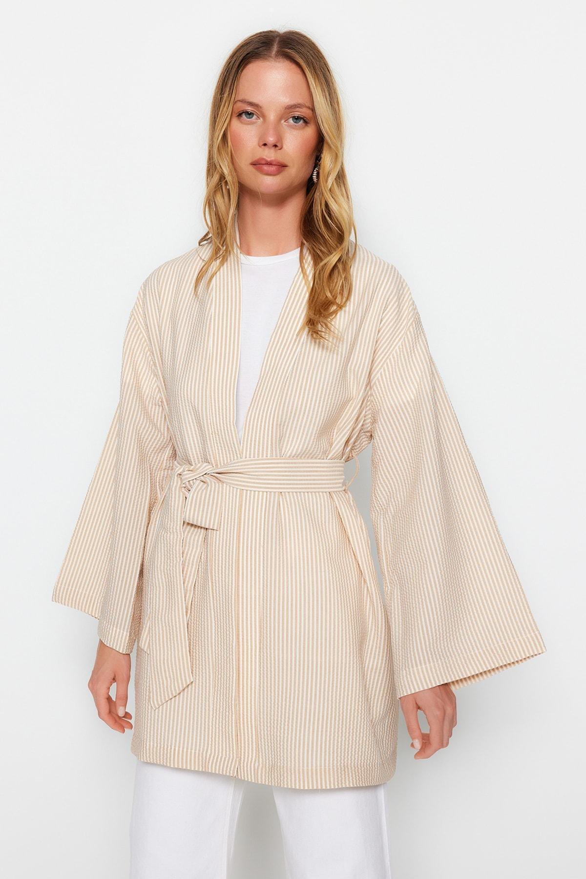 Trendyol - Beige Relaxed Caftan