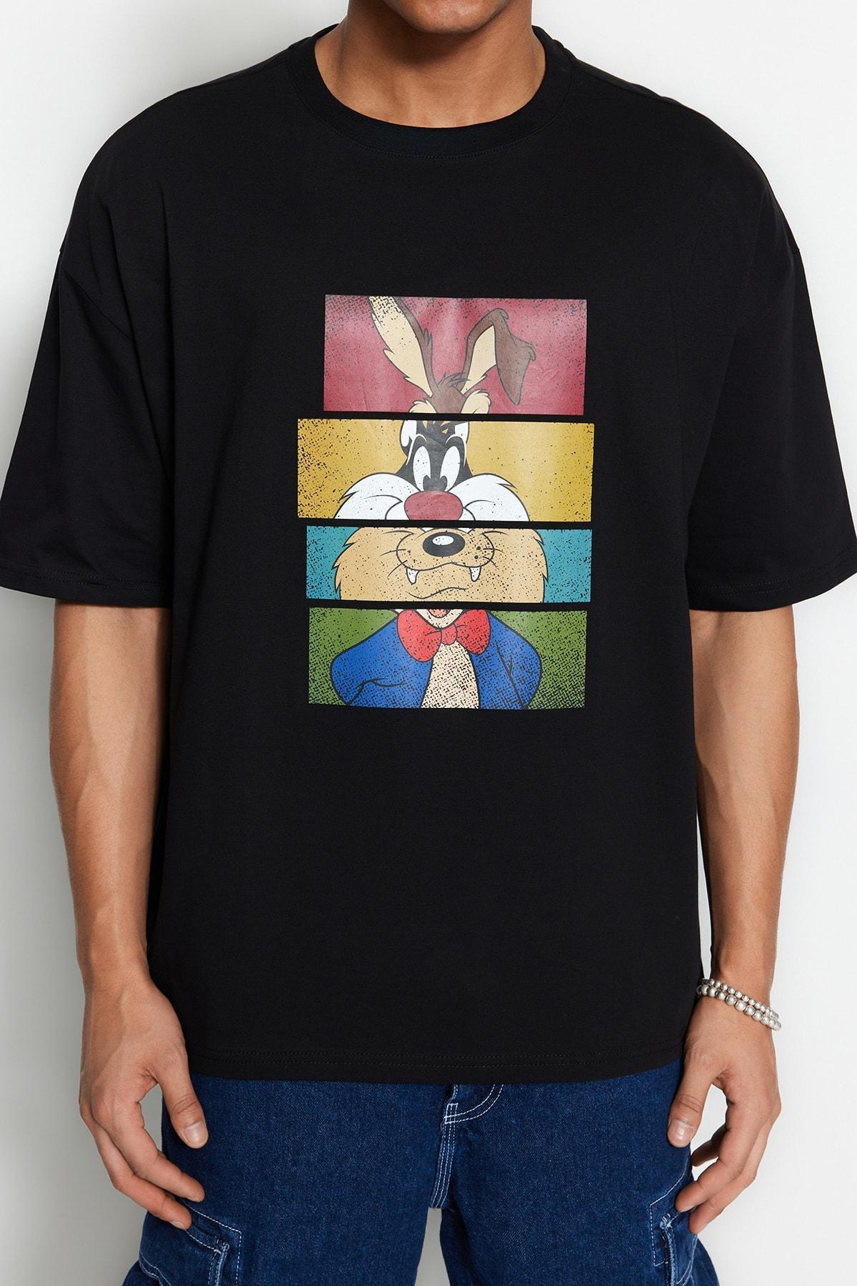 Black Graphic Oversize T-Shirt, , large image number 2
