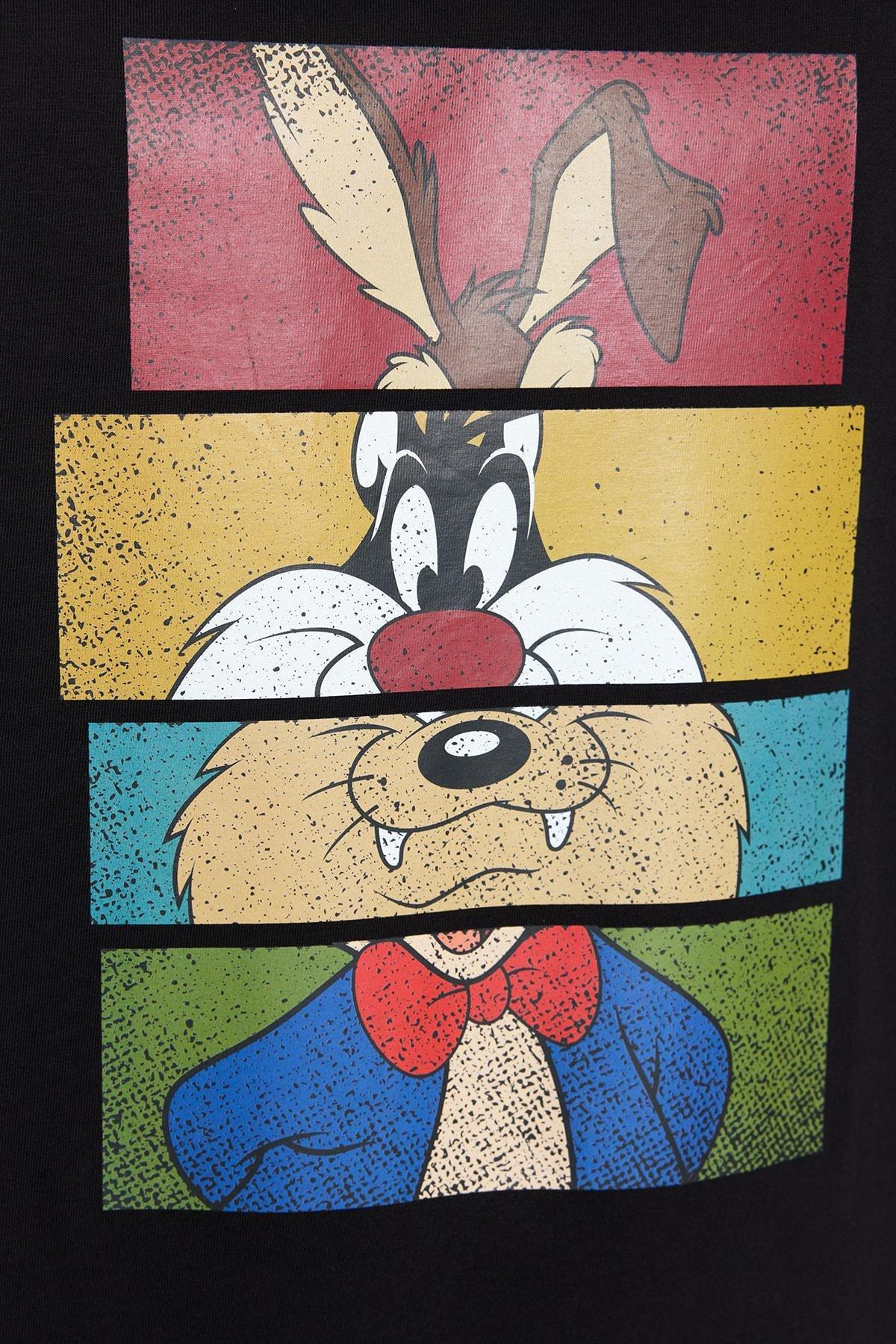 Black Graphic Oversize T-Shirt, , large image number 3