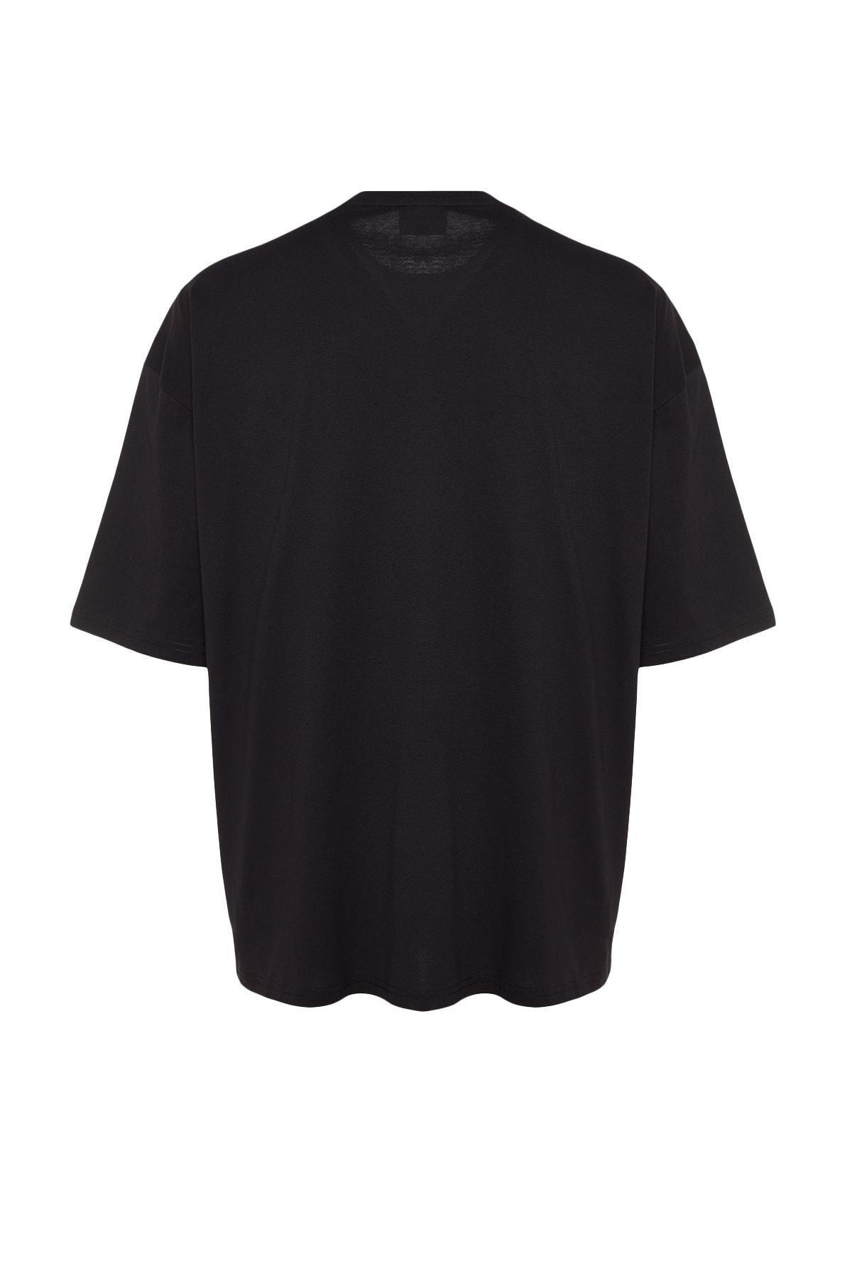 Black Graphic Oversize T-Shirt, , large image number 7