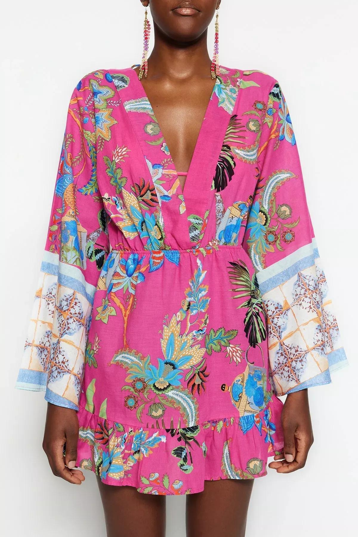 Multicolour Ruffle Hem Dress, Multicolor, large image number 4