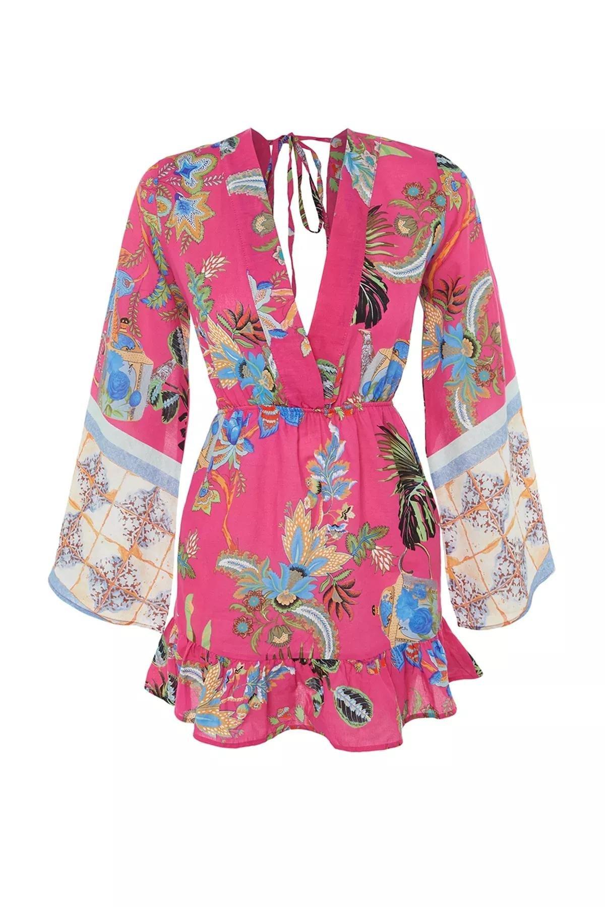 Multicolour Ruffle Hem Dress, Multicolor, large image number 6
