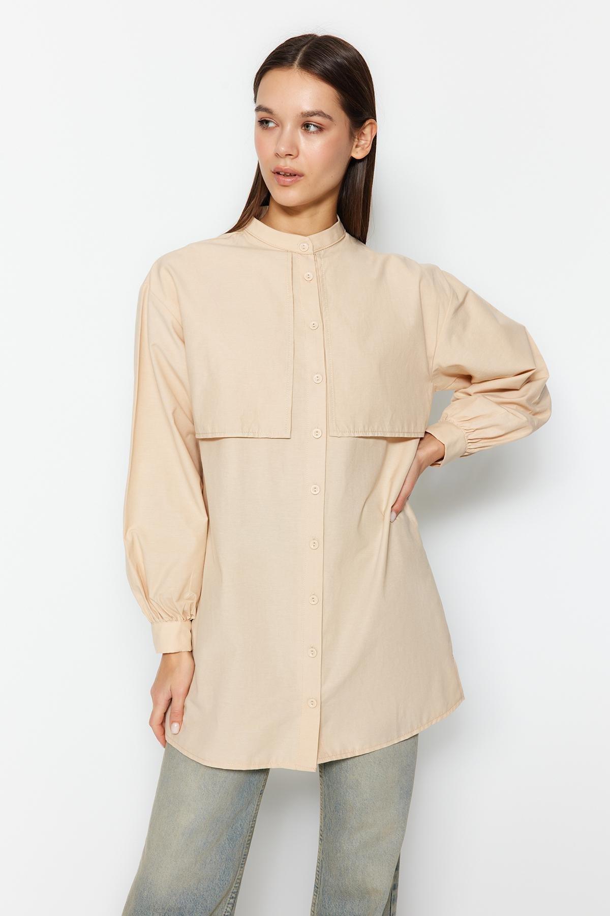 Beige Cotton Woven Shirt, , large image number 2
