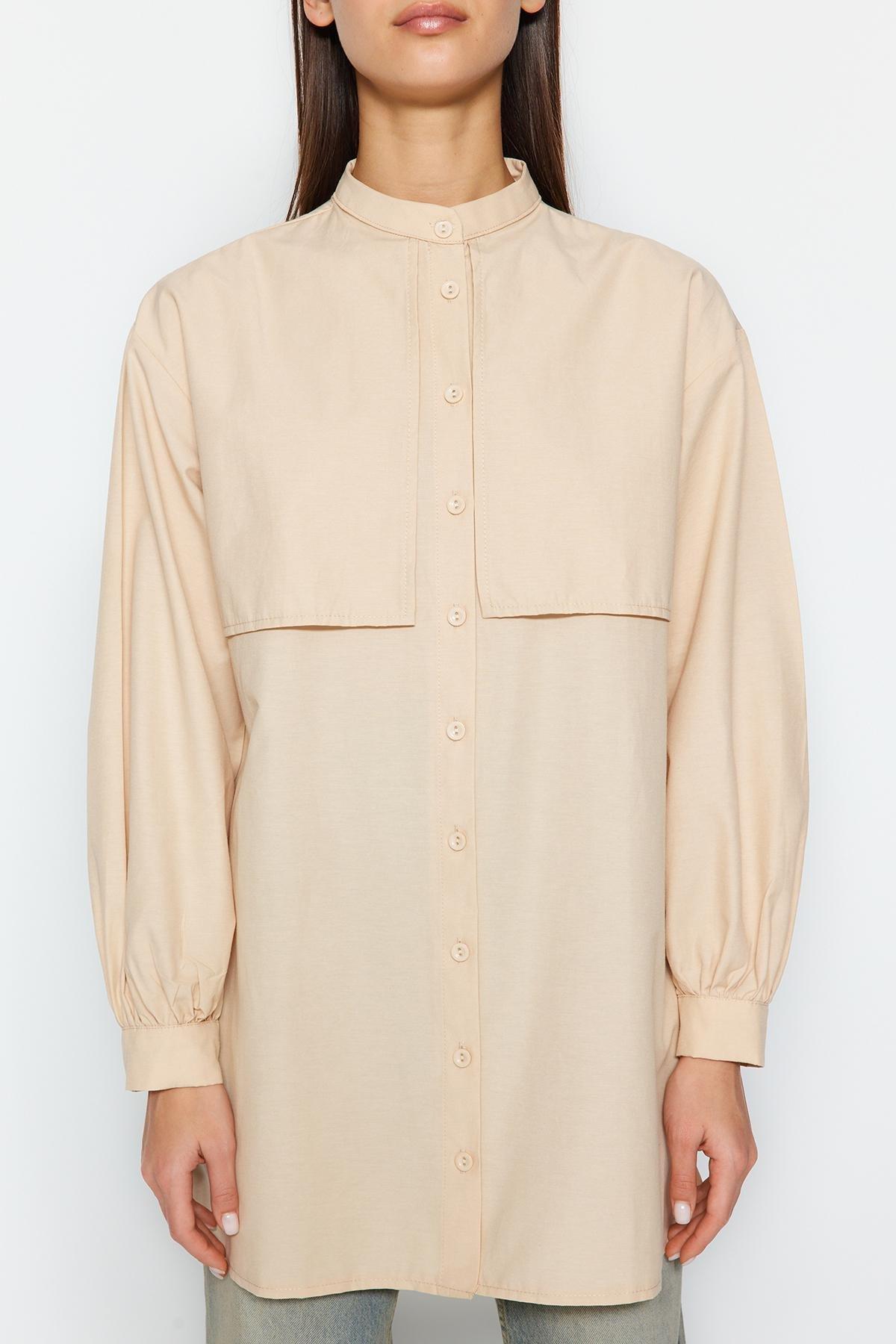 Beige Cotton Woven Shirt, , large image number 3