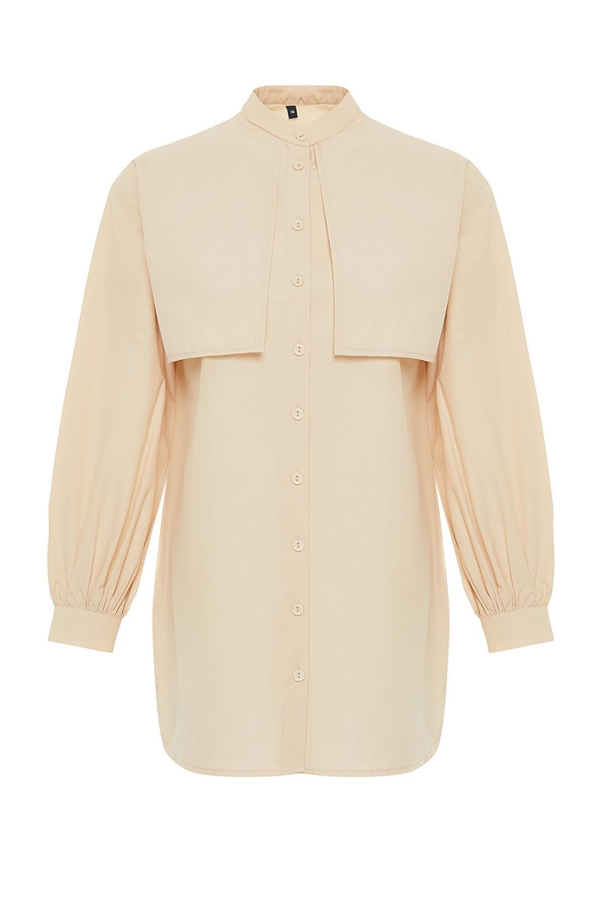 Beige Cotton Woven Shirt, , large image number 5