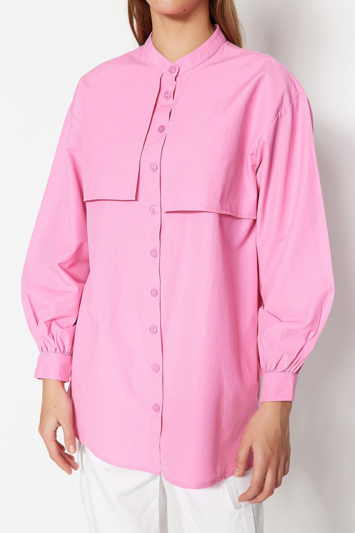 Pink Mandarin Collar Shirt, , large image number 2