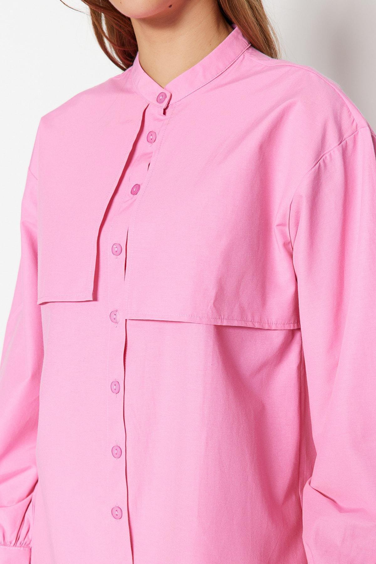 Pink Mandarin Collar Shirt, , large image number 3