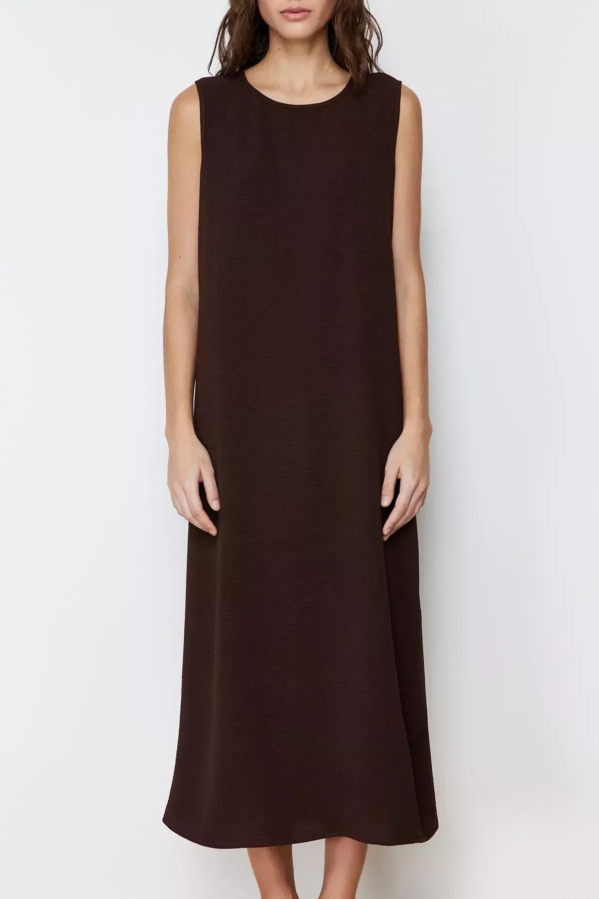 فستان طويل منسوج، بني, Brown, large image number 1