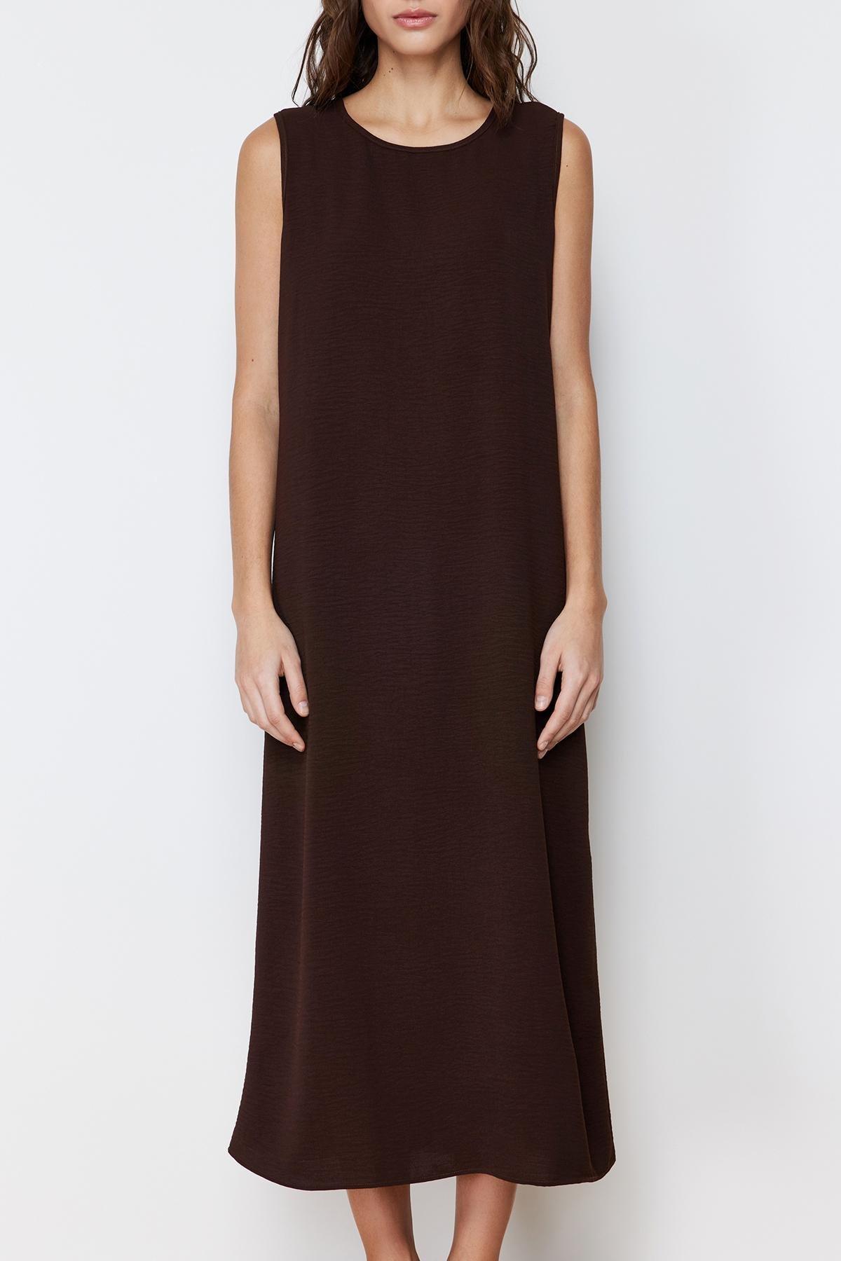 Brown Underwear Long Woven Dress, , large image number 3