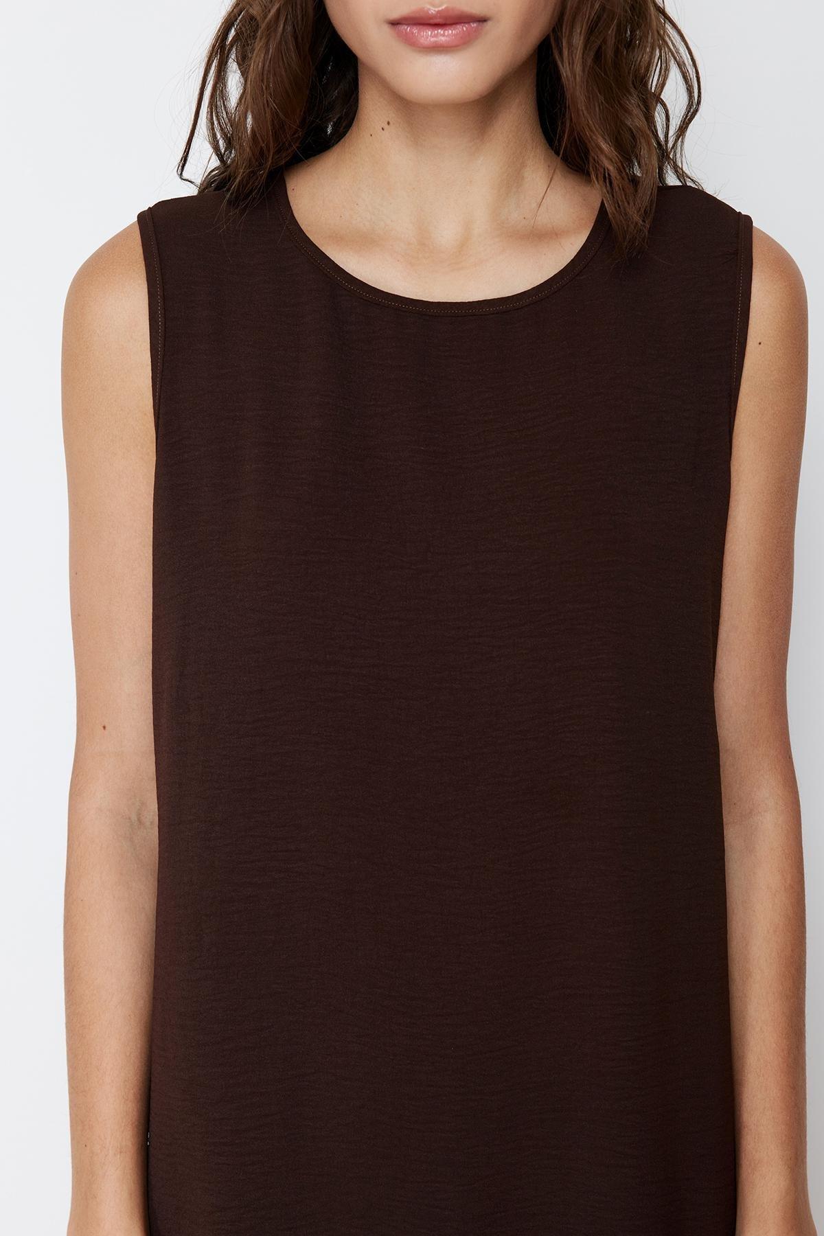 Brown Underwear Long Woven Dress, , large image number 4