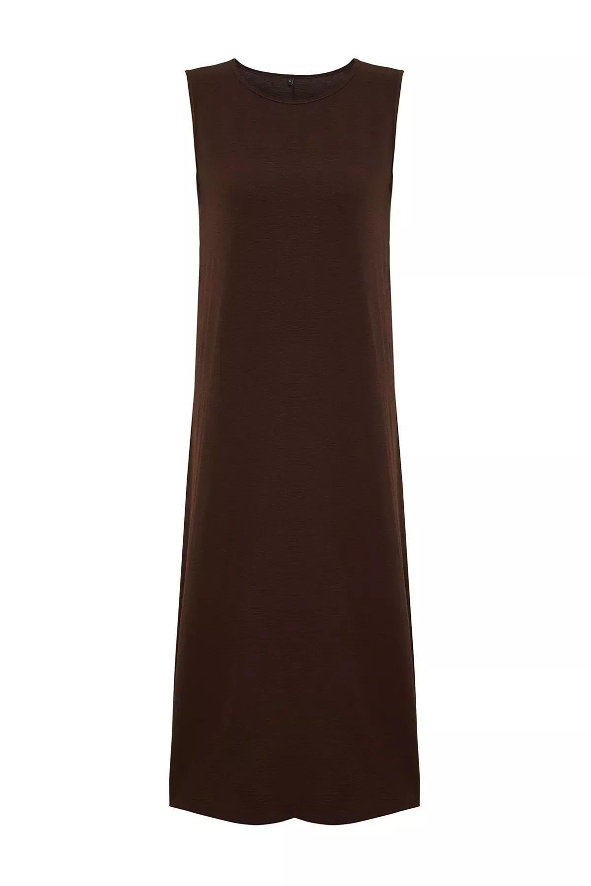 فستان طويل منسوج، بني, Brown, large image number 5