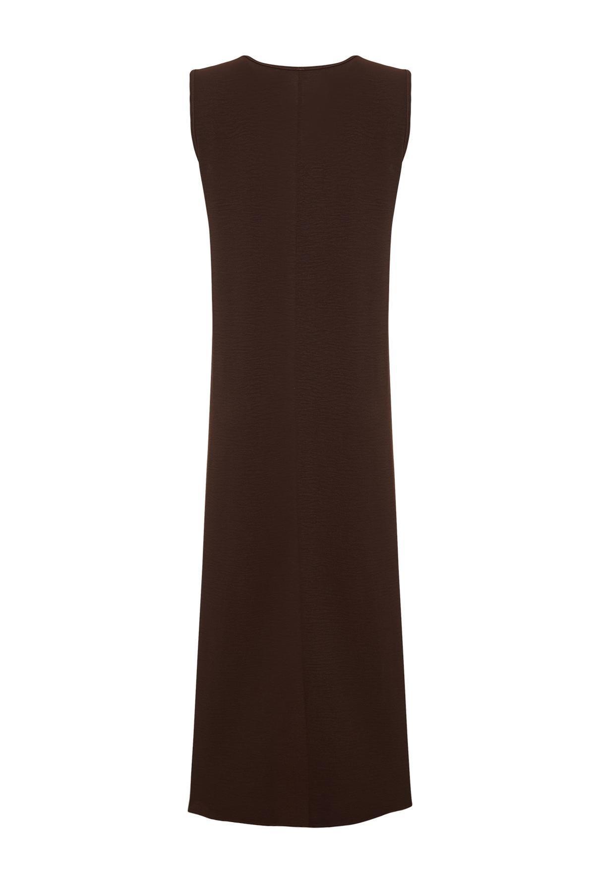 Brown Underwear Long Woven Dress, , large image number 6