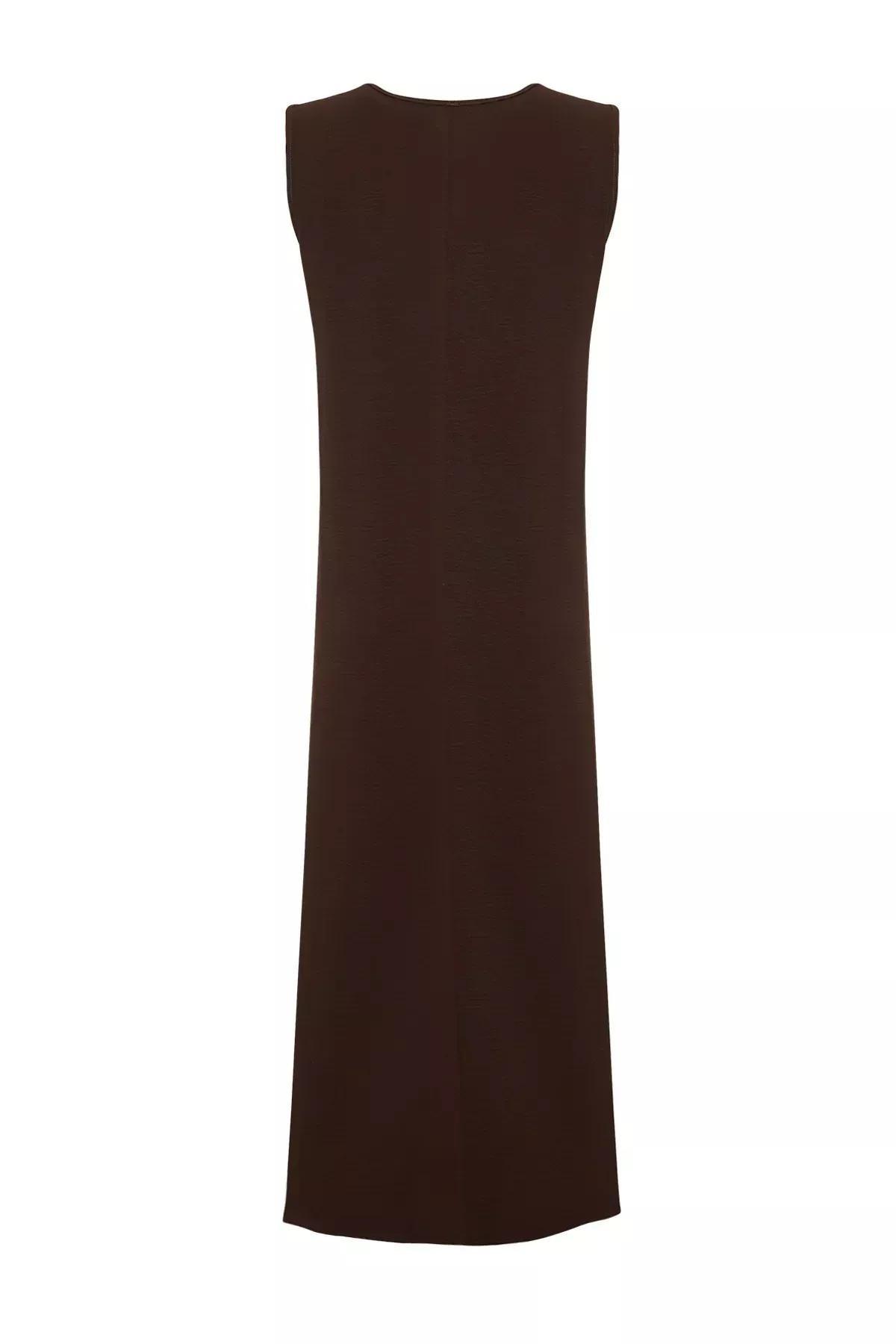 فستان طويل منسوج، بني, Brown, large image number 6