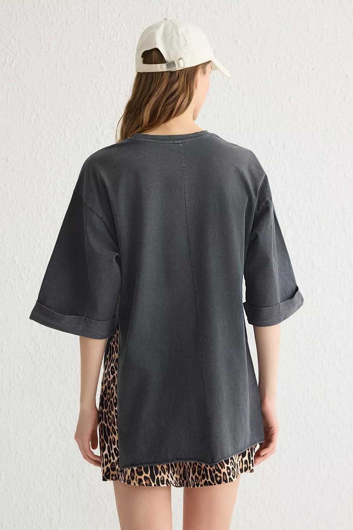 Grey Washed Double Sleeve T-Shirt, , large image number 4