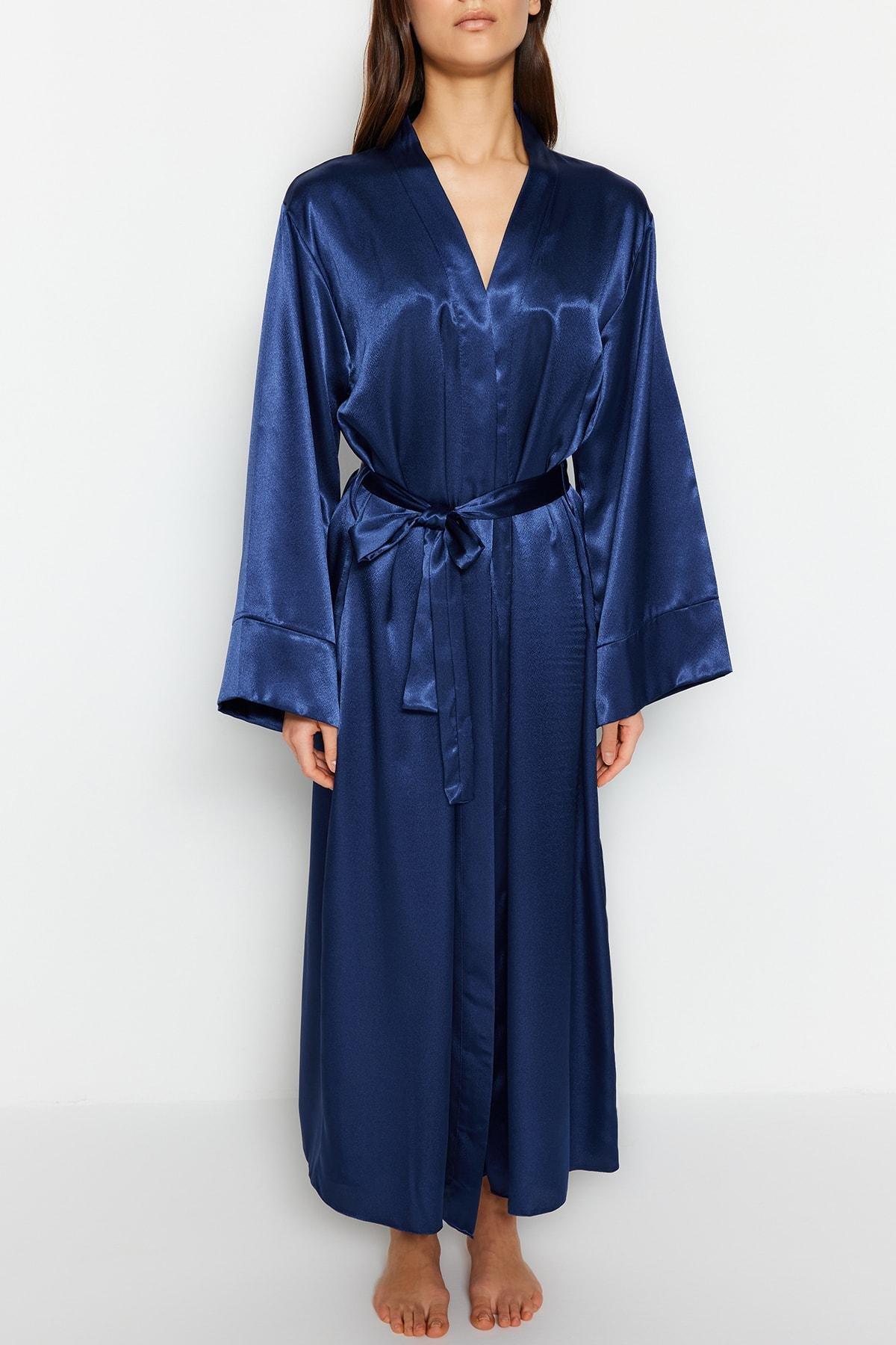 Navy Maxi Dressing Gown, , large image number 3