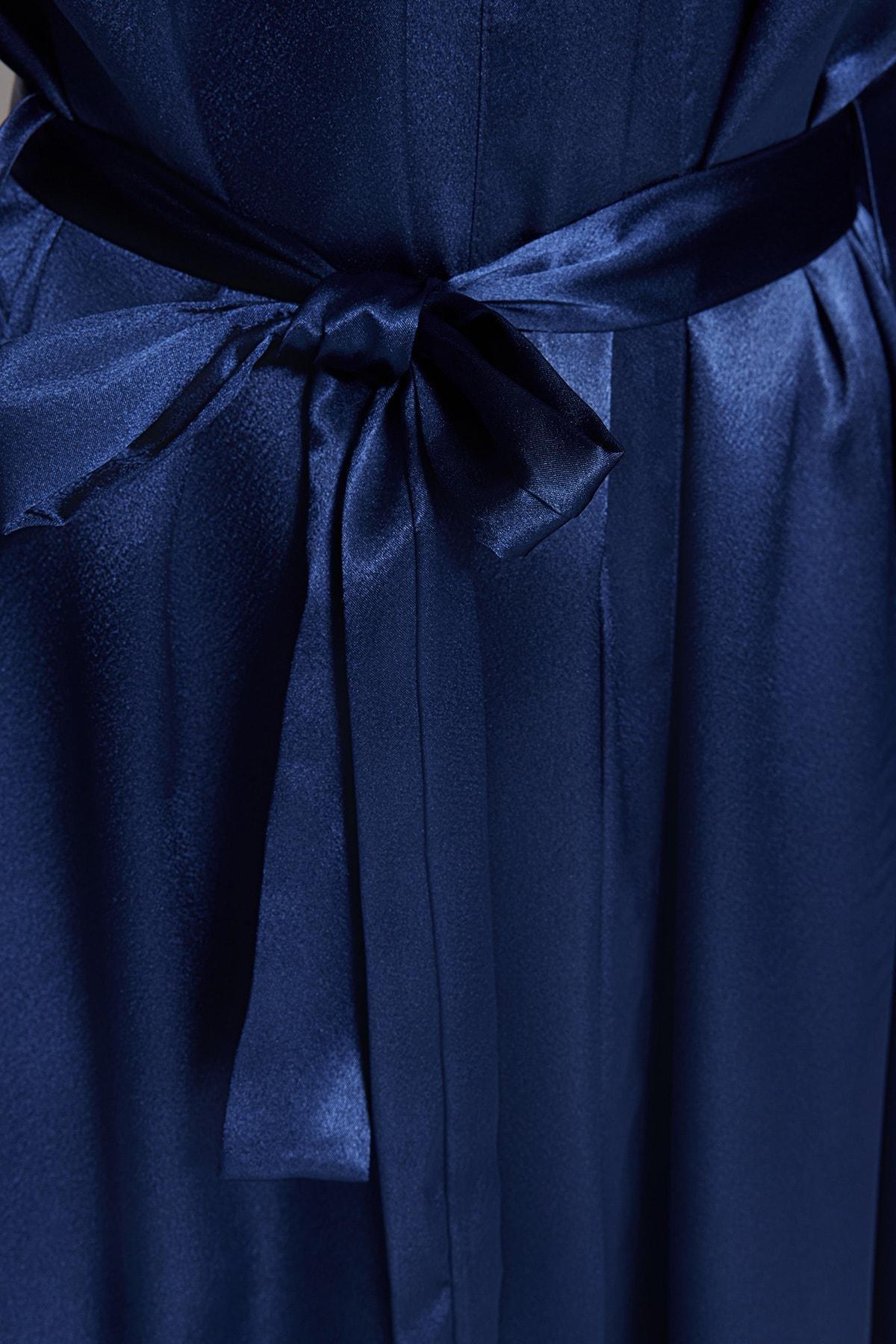 Navy Maxi Dressing Gown, , large image number 4