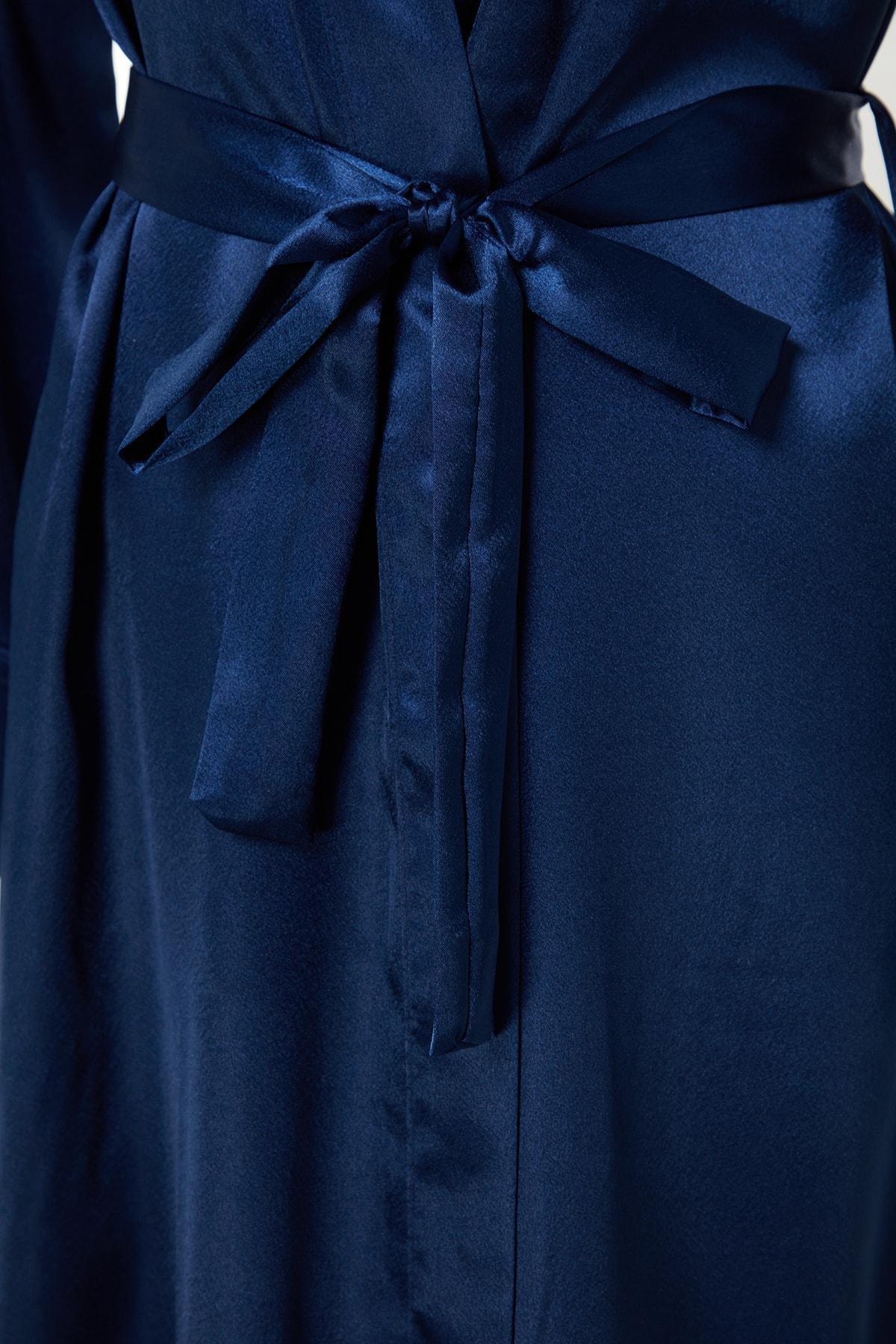Navy Maxi Dressing Gown, , large image number 6