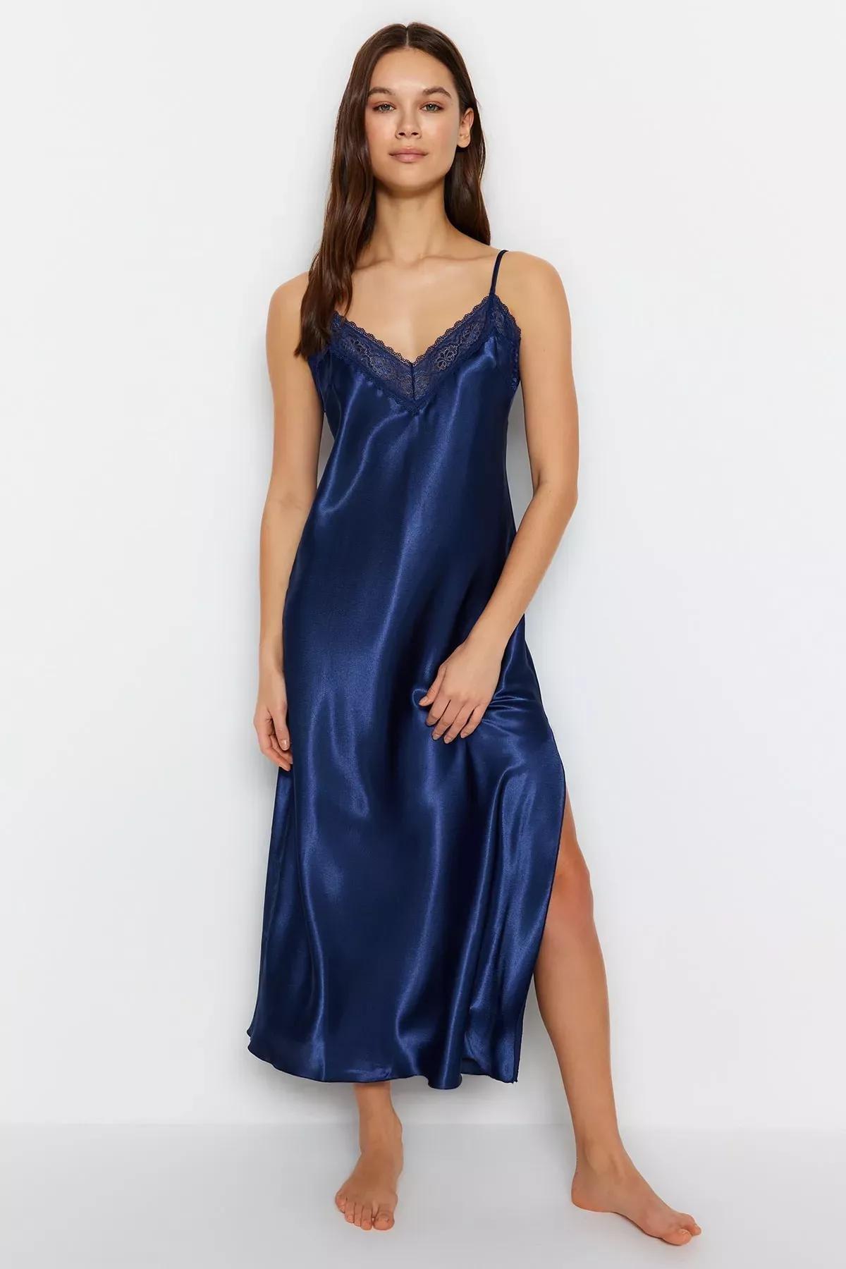 قميص نوم بقصة ضيقة، أزرق, Blue, medium