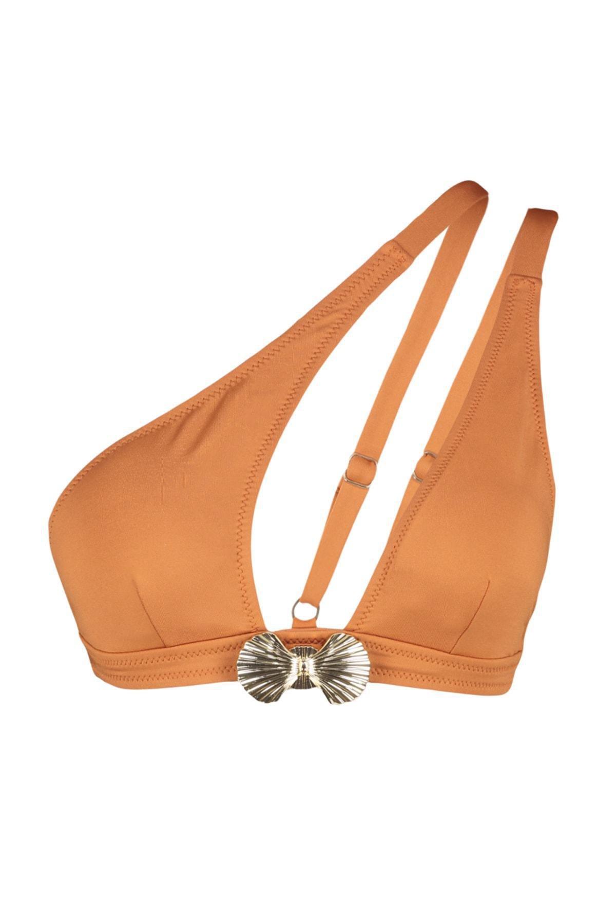 Orange One Shoulder Bikini Top, Orange, large image number 5