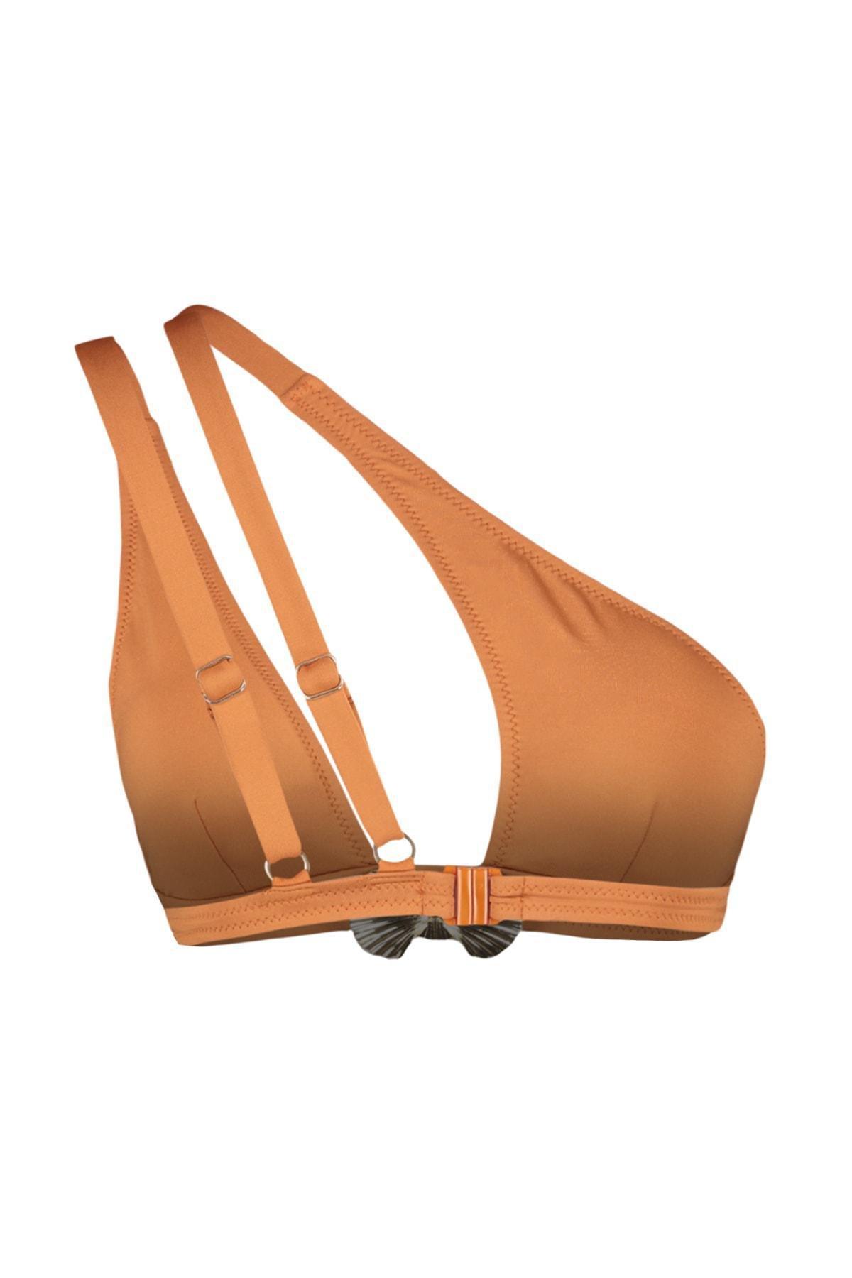 Orange One Shoulder Bikini Top, Orange, large image number 6