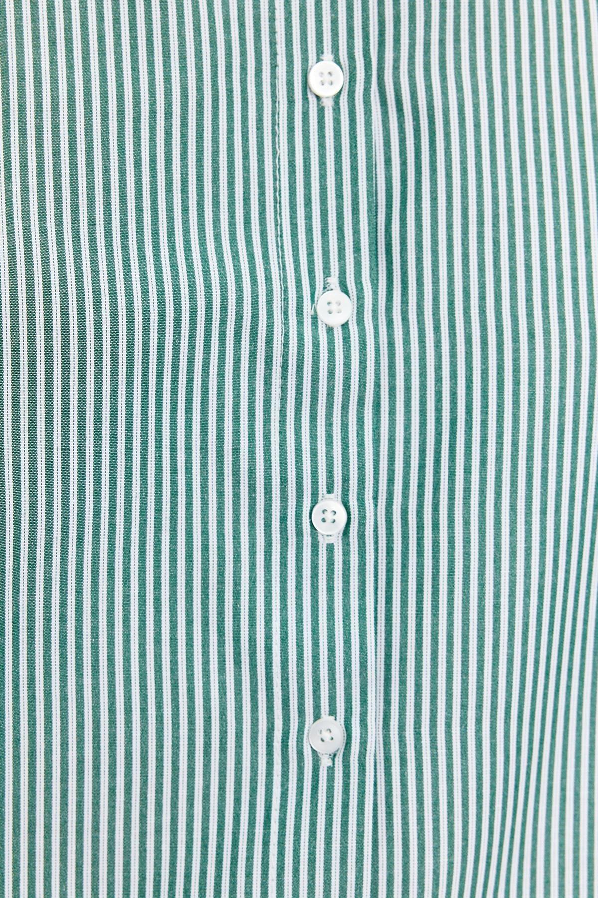 Green Striped Wide Cut Woven Shirt, , large image number 4