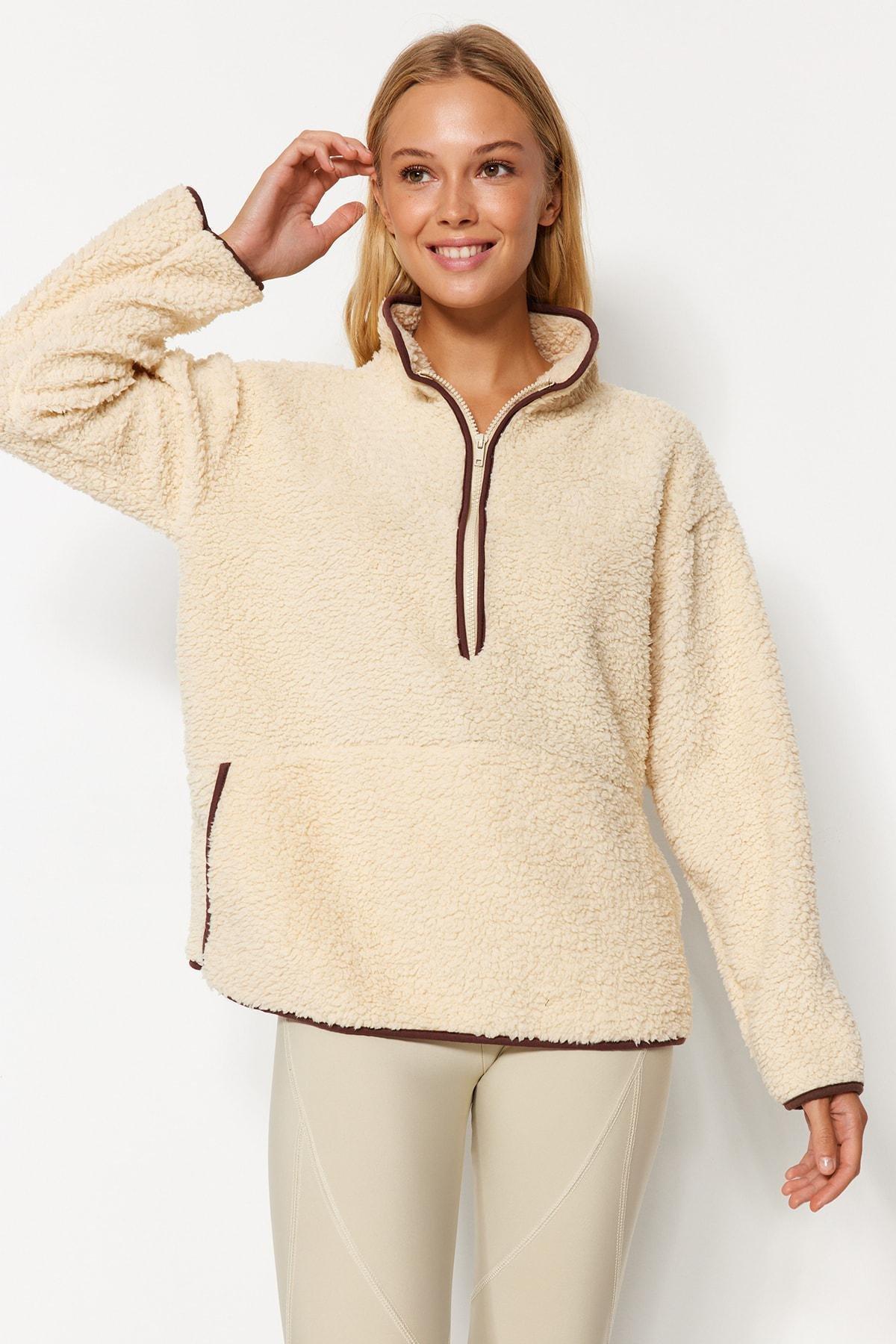 White Plush Sports Sweatshirt, , large image number 0