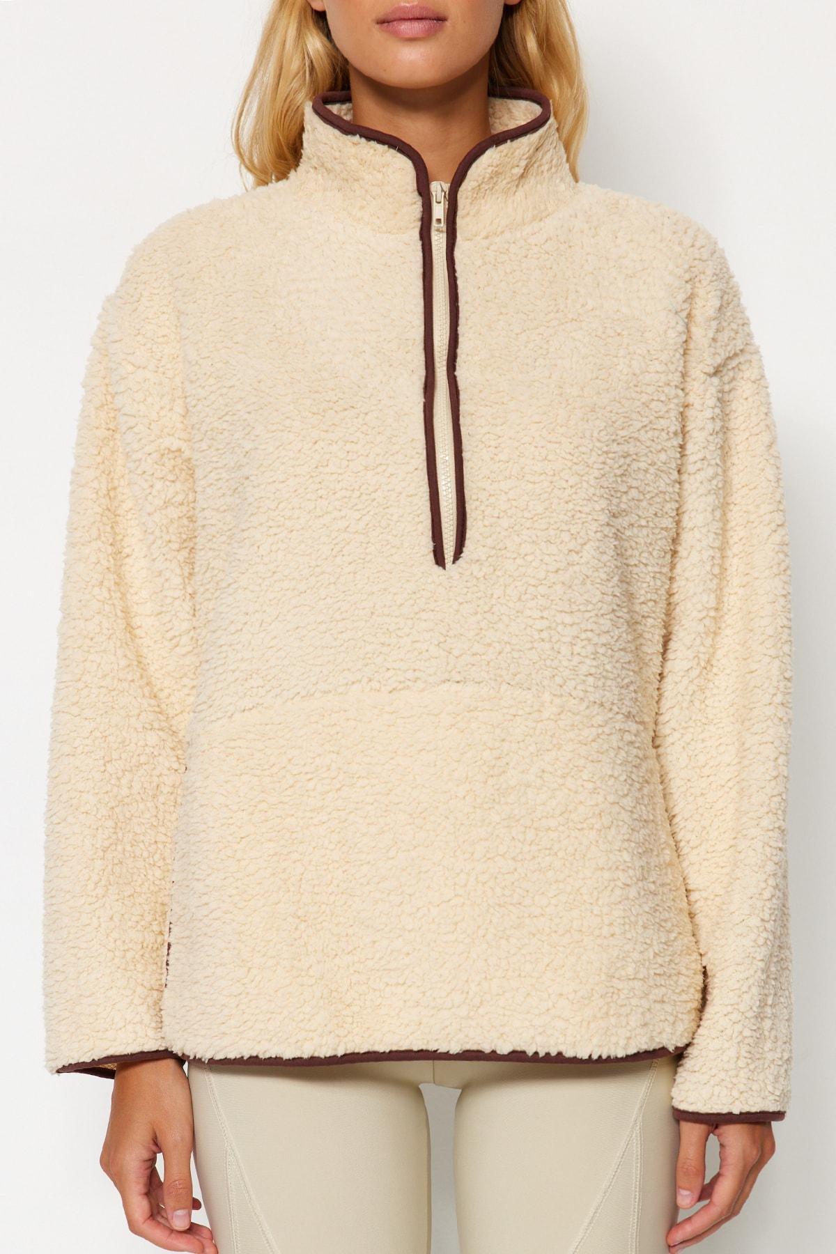 White Plush Sports Sweatshirt, , large image number 1