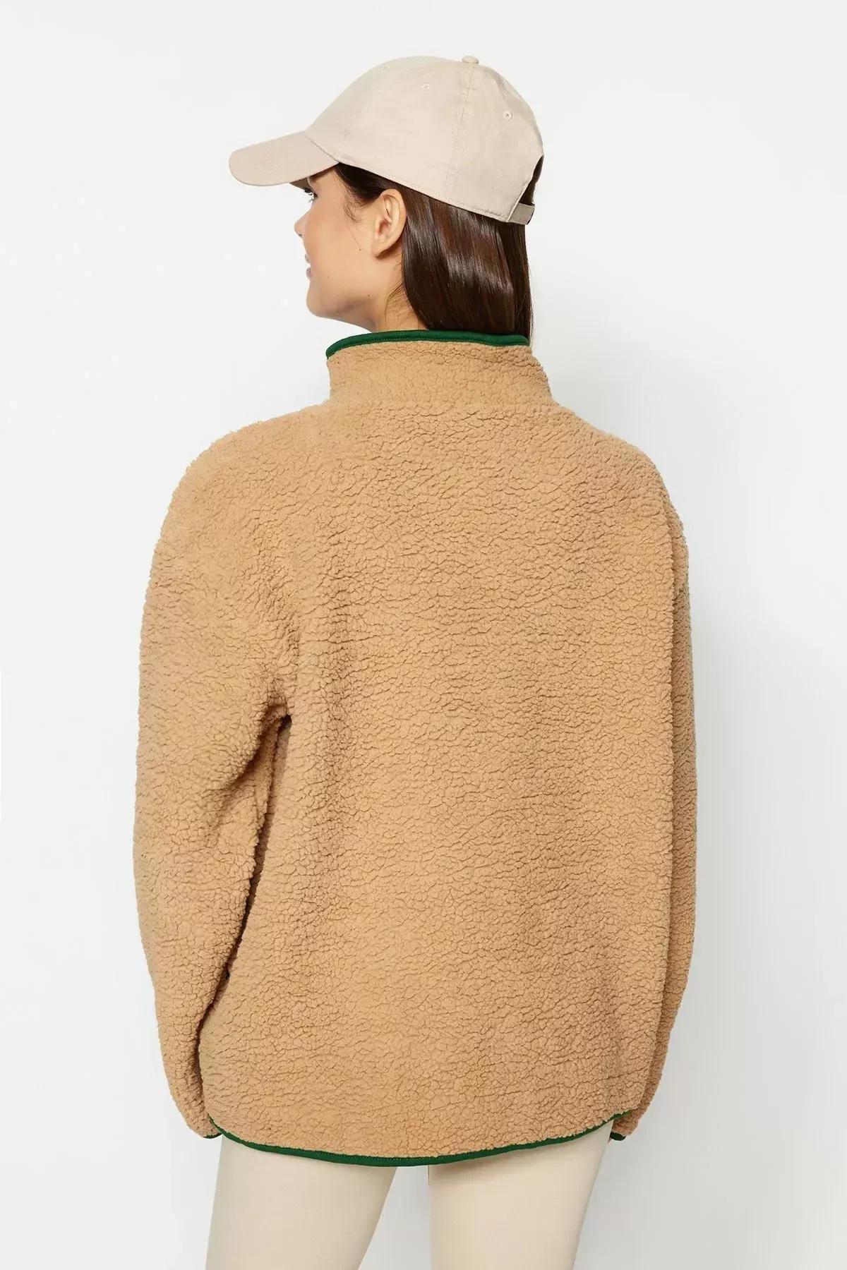 Brown Plush Sports Sweatshirt, Brown, large image number 4