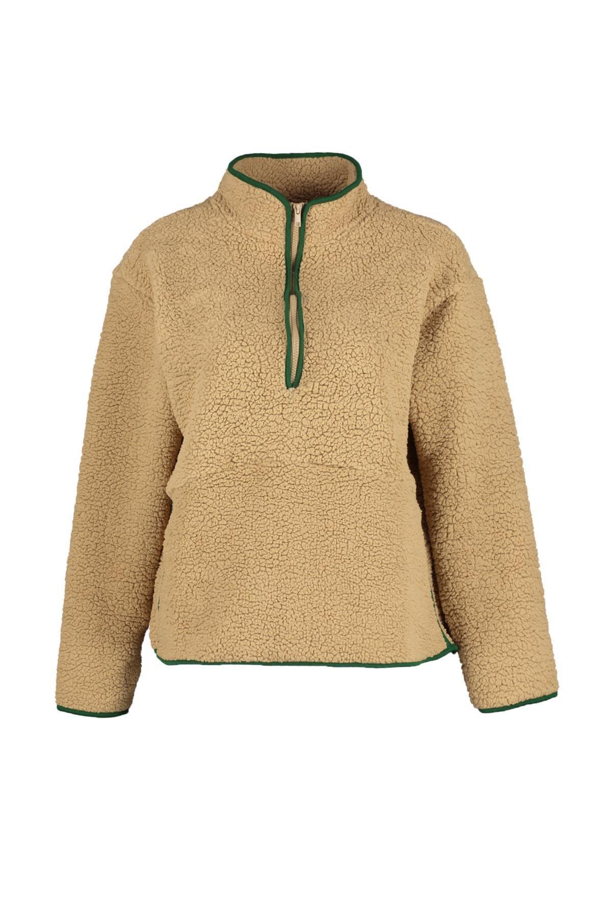 Trendyol - Brown Plush Sports Sweatshirt