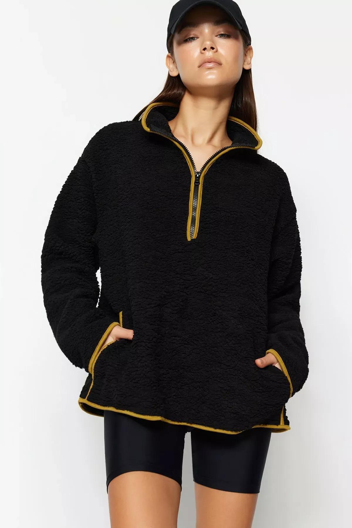 Black Plush Sports Sweatshirt, , large image number 0