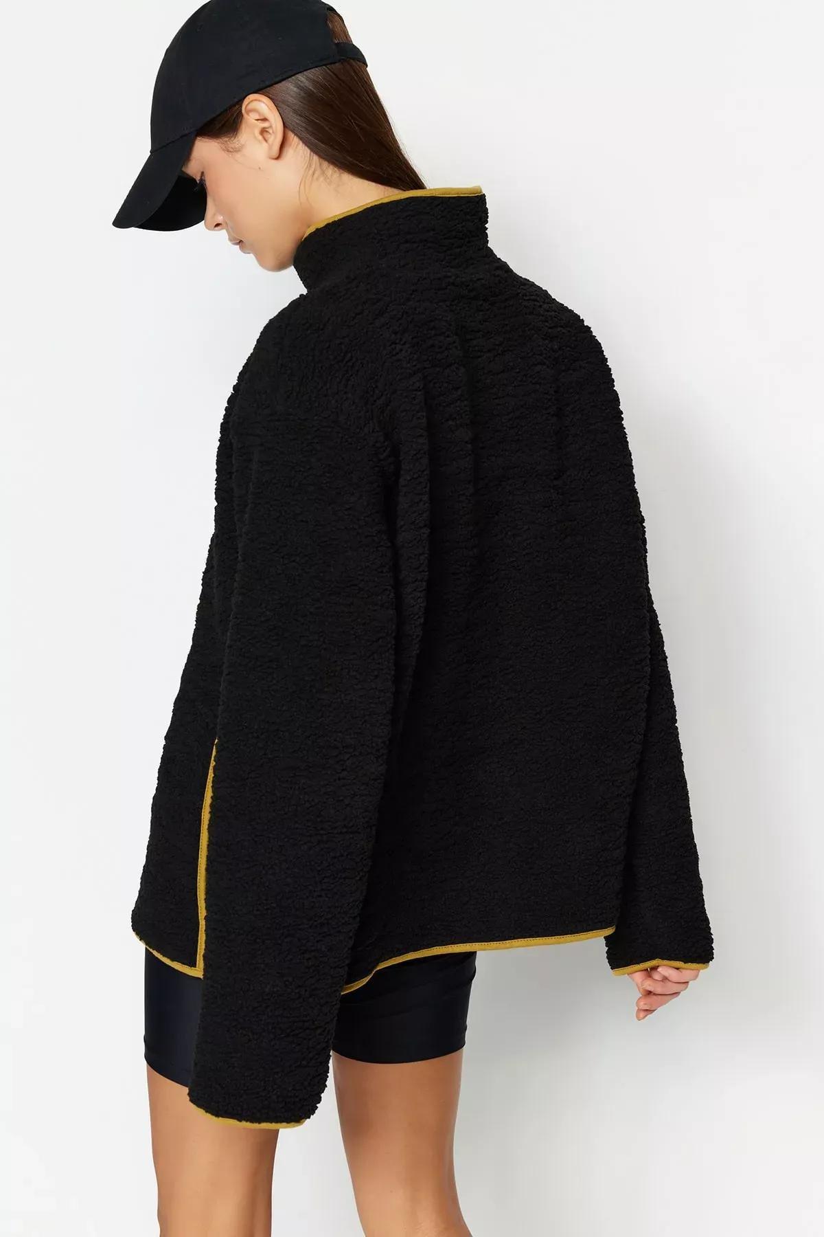 Black Plush Sports Sweatshirt, , large image number 4