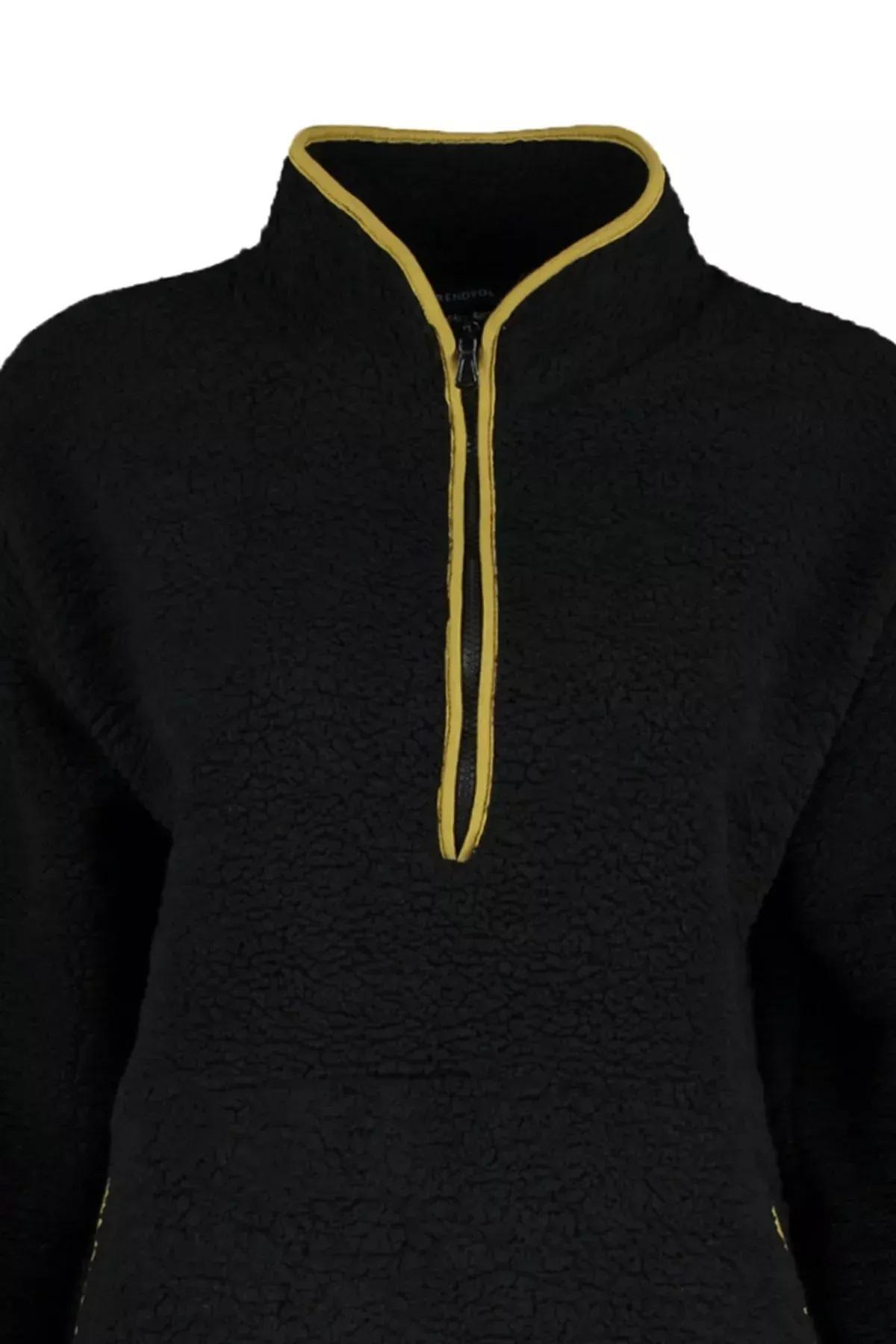 Black Plush Sports Sweatshirt, , large image number 5
