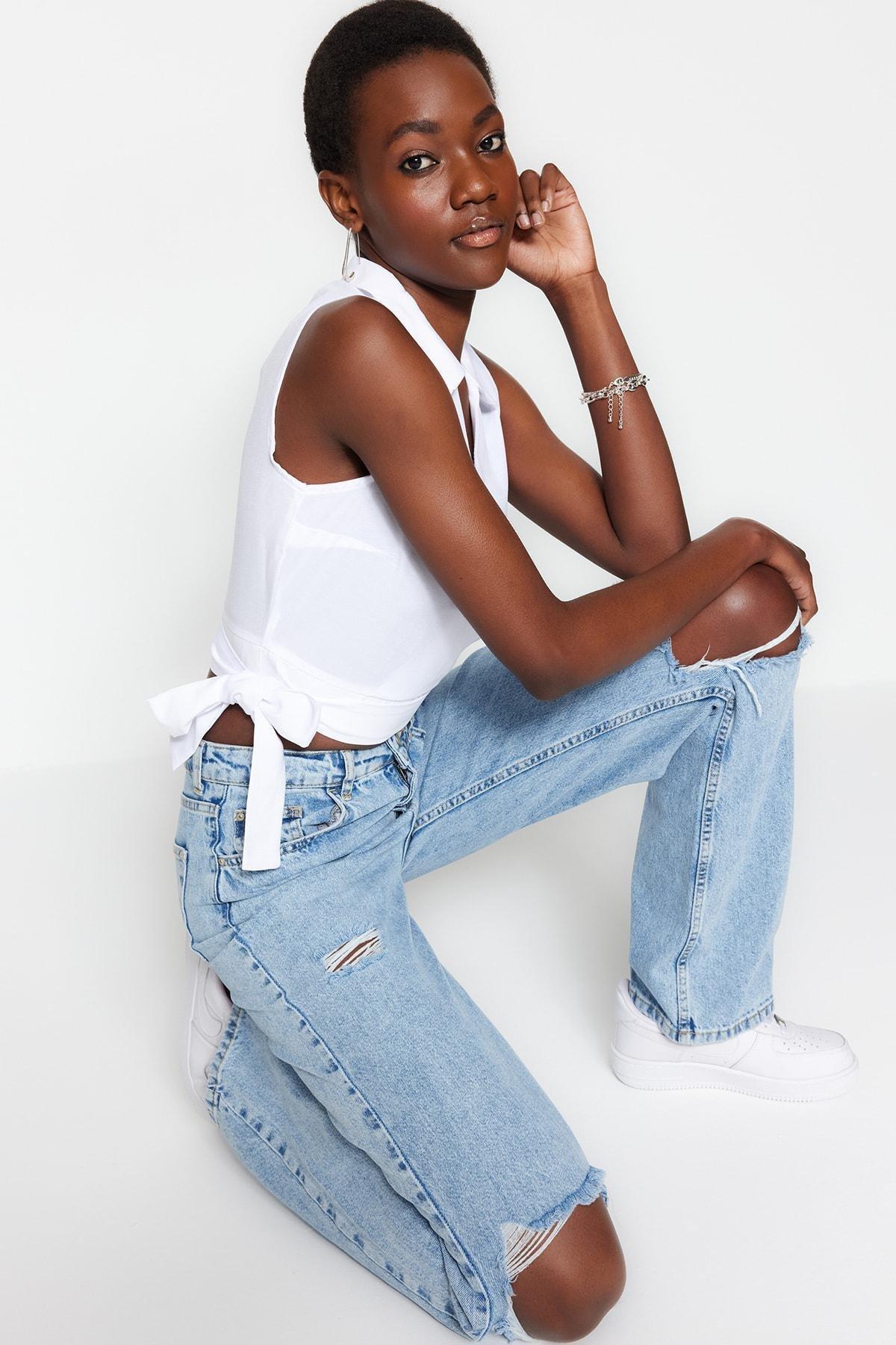 White Fitted Blouse, , large image number 1
