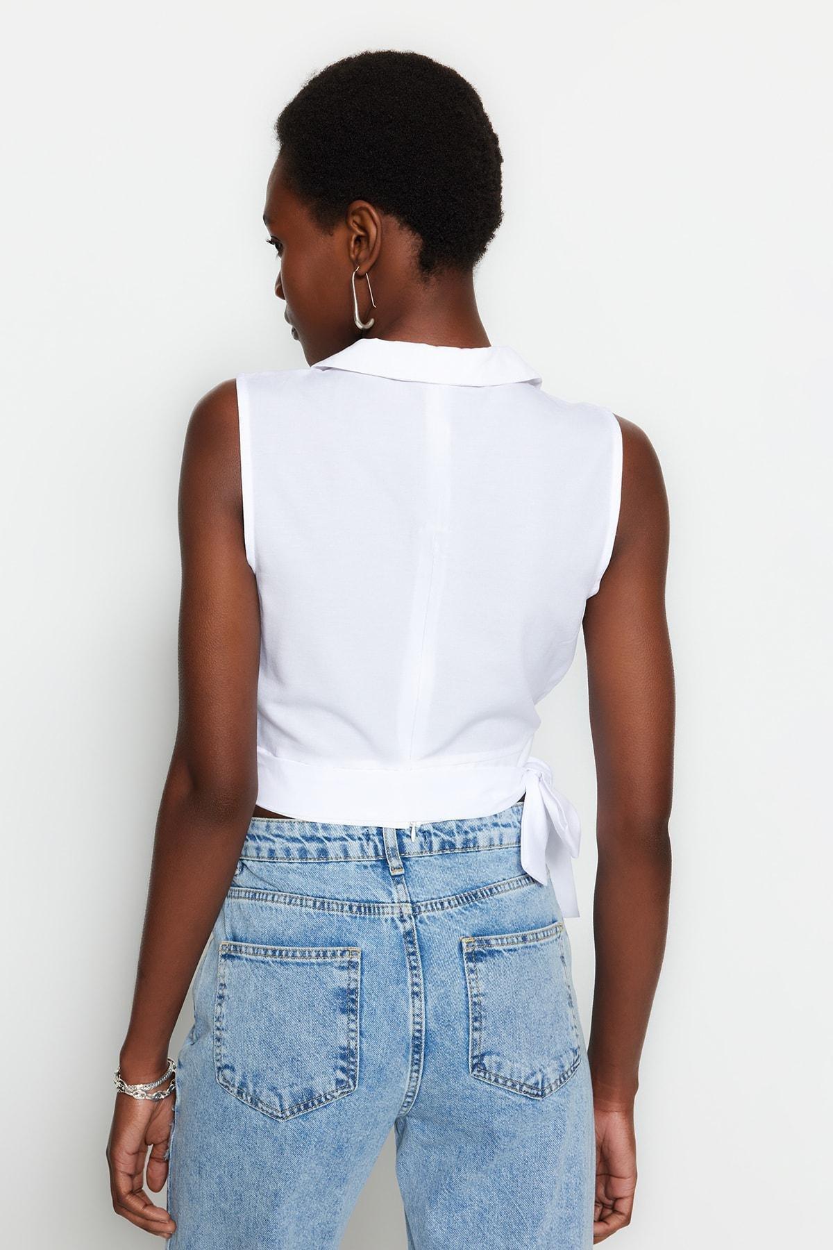 White Fitted Blouse, , large image number 5