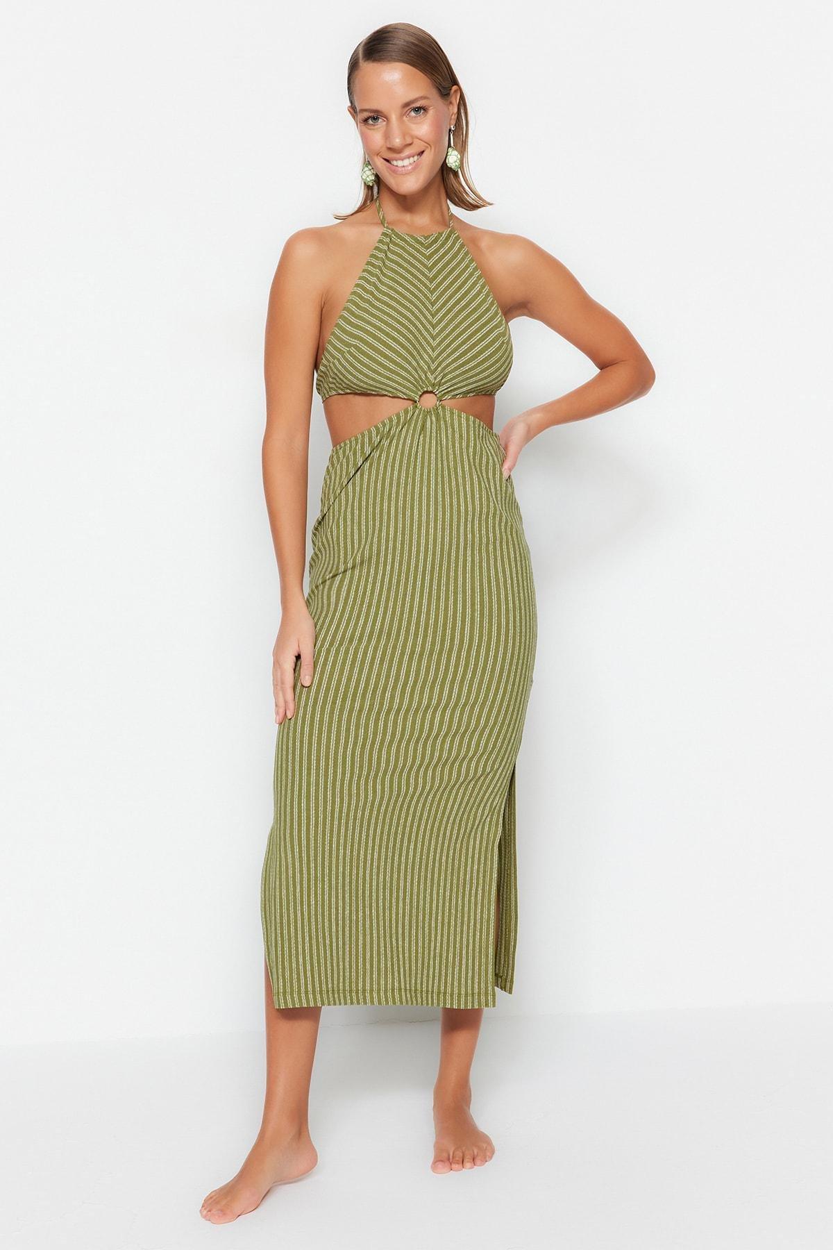 Green Striped Smock Dress, , large image number 2