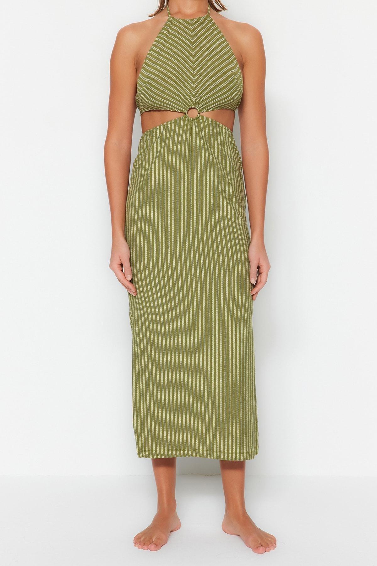 Green Striped Smock Dress, , large image number 3