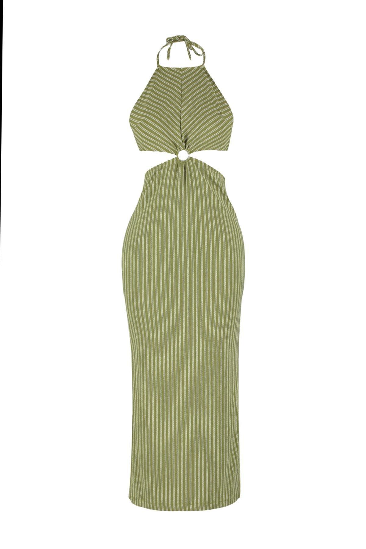 Green Striped Smock Dress, , large image number 5