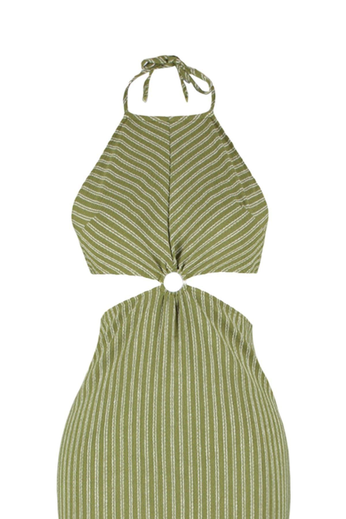 Green Striped Smock Dress, , large image number 6