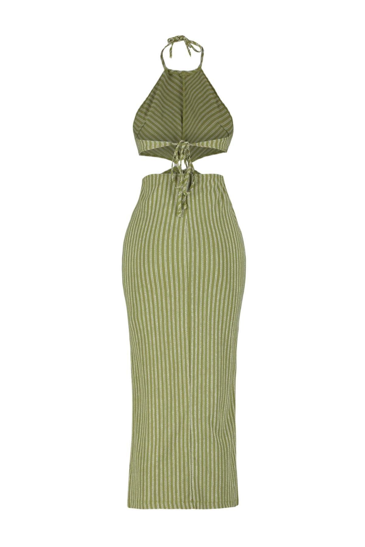 Green Striped Smock Dress, , large image number 7