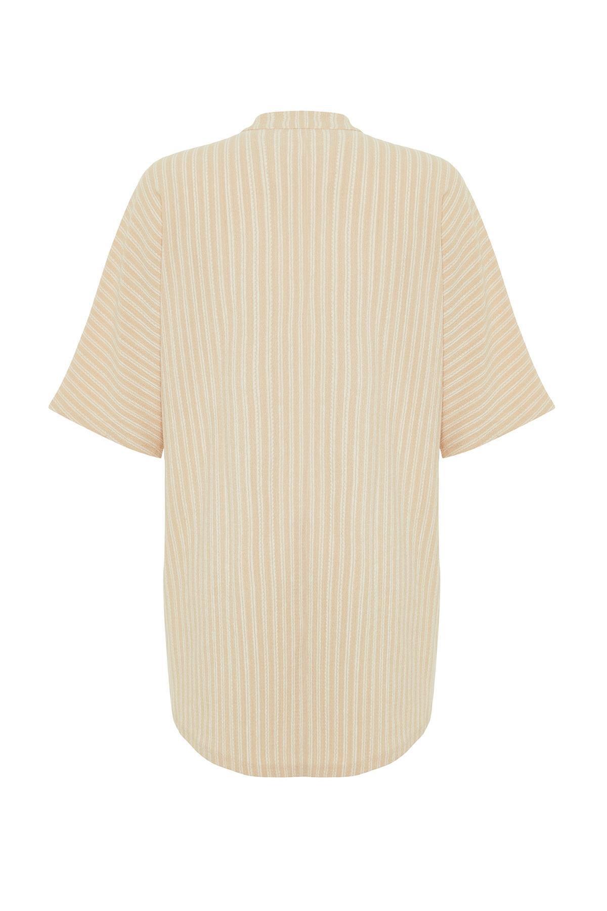 Beige Wide Fit Mini Knitted Beach Dress, , large image number 7