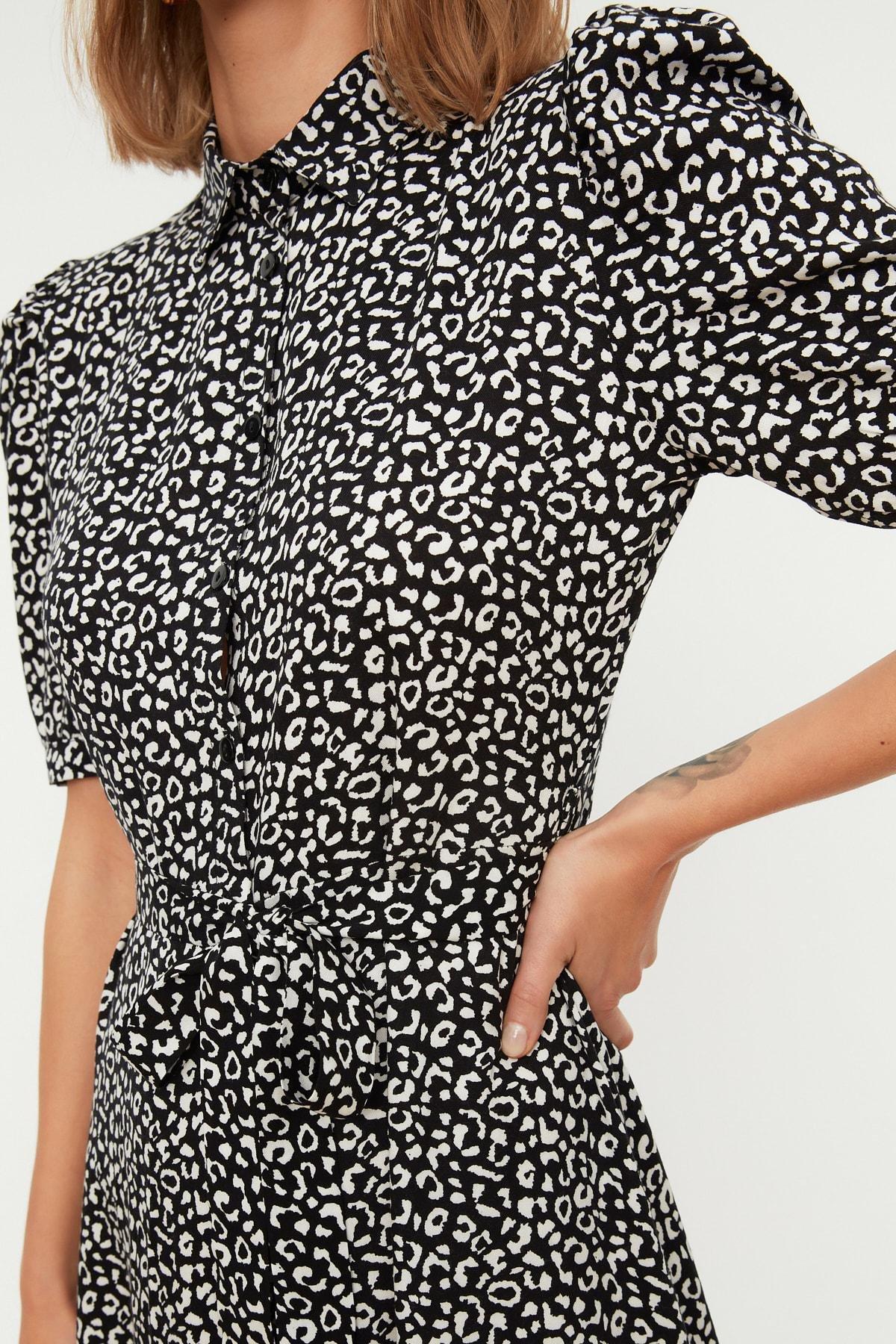 Black Printed Shirt Dress, , large image number 4