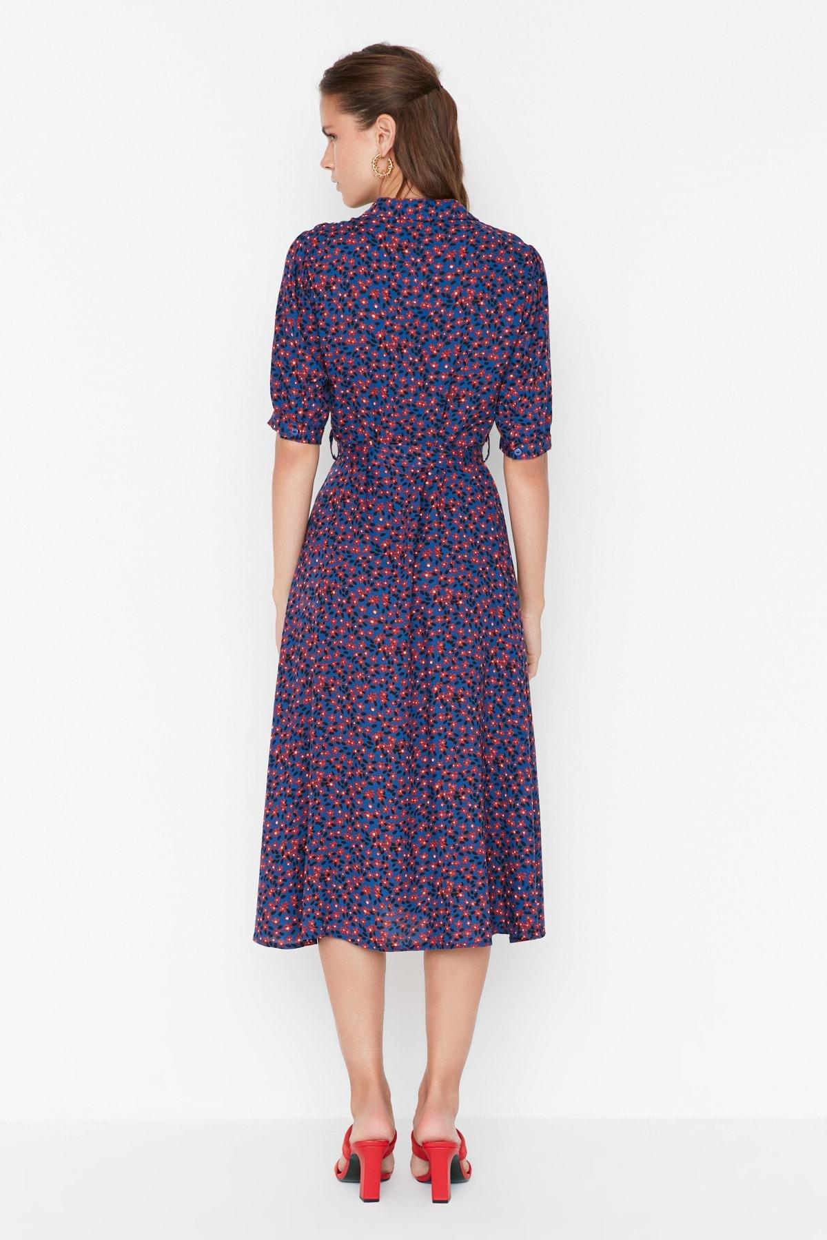Navy Floral Shirt Dress, , large image number 9