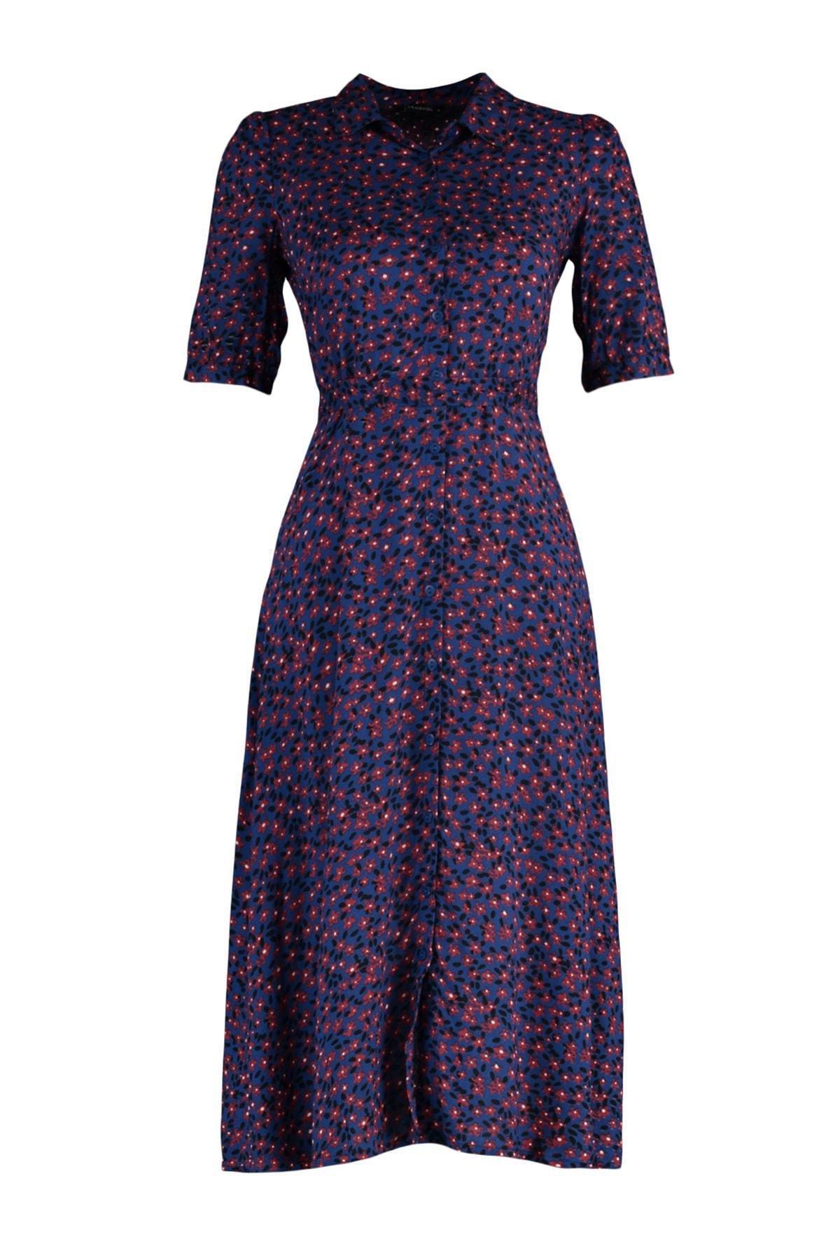 Navy Floral Shirt Dress, , large image number 10